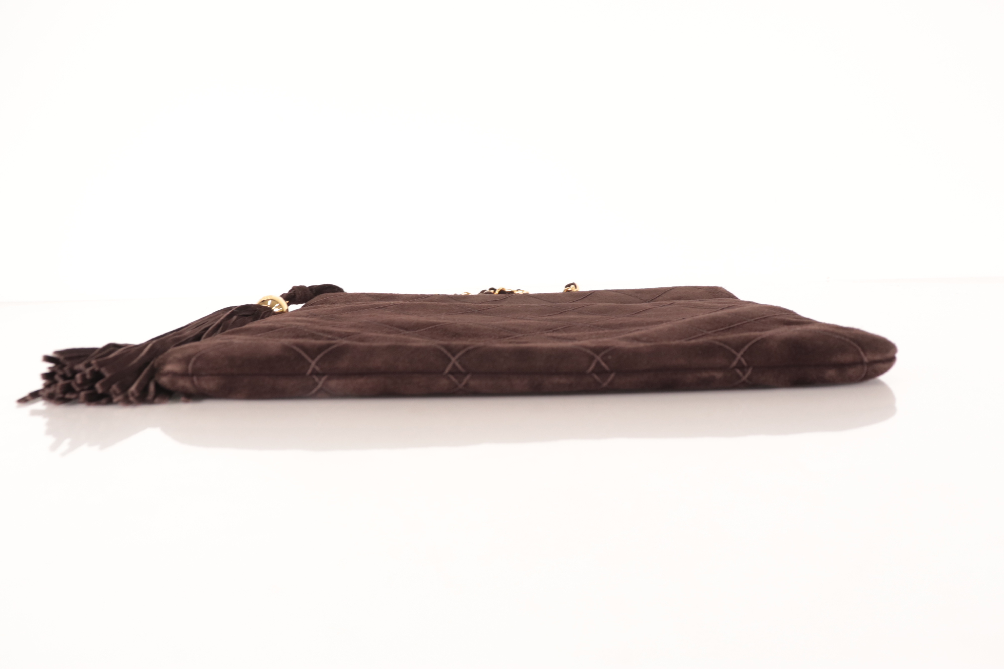 Suede Fringe Chain Shoulder Bag, Brown, Series 5 — view 8