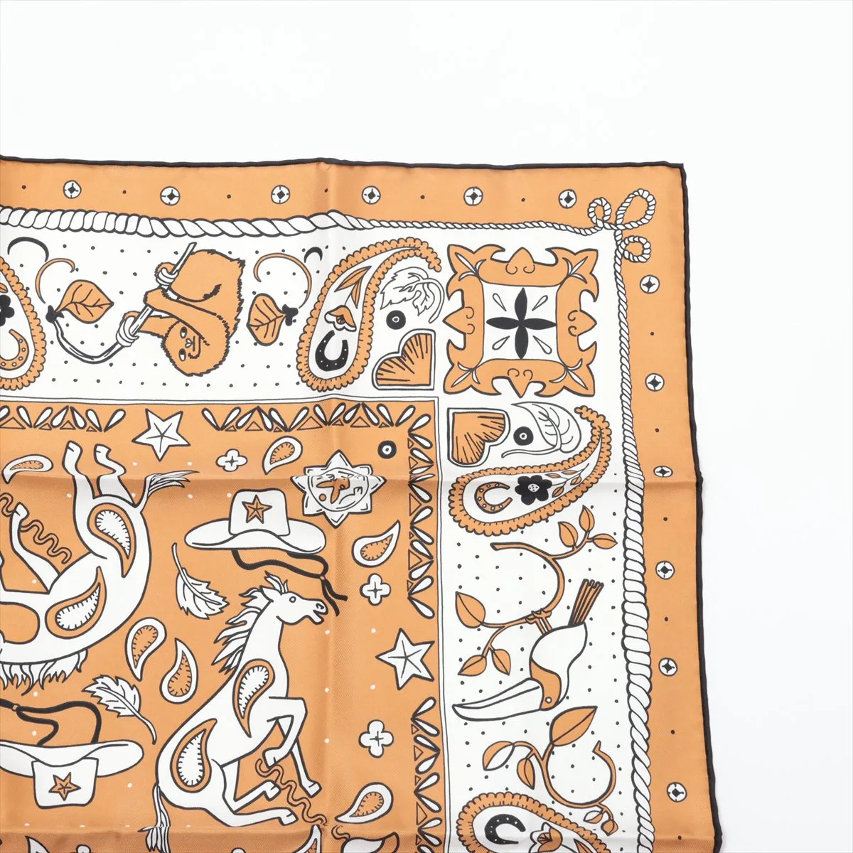Carre 55 Animal Bandana Scarf, Silk, Beige, with slight thread pulls and paper tag. — view 3