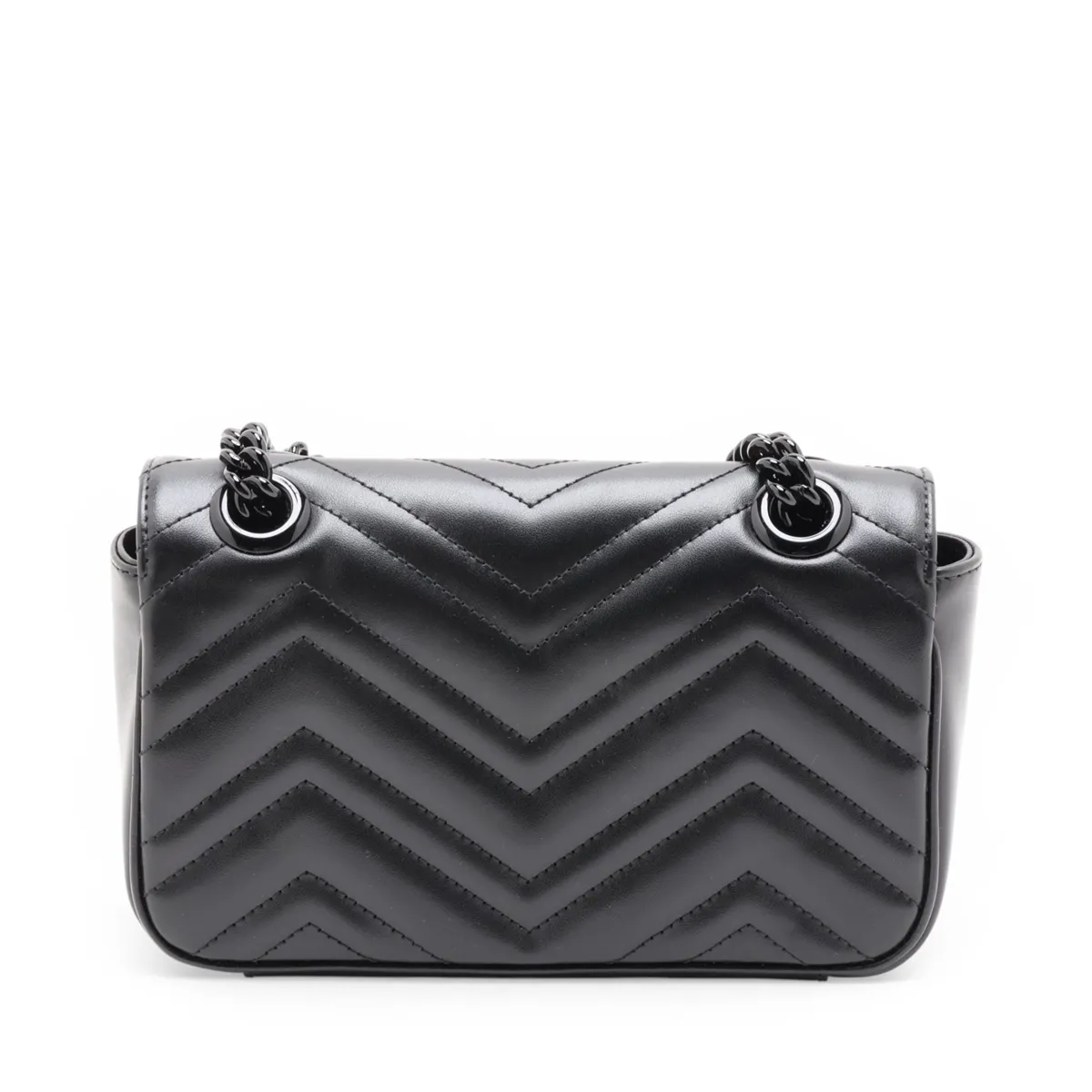 GG Marmont Leather Chain Shoulder Bag, Black, 446744 — view 2