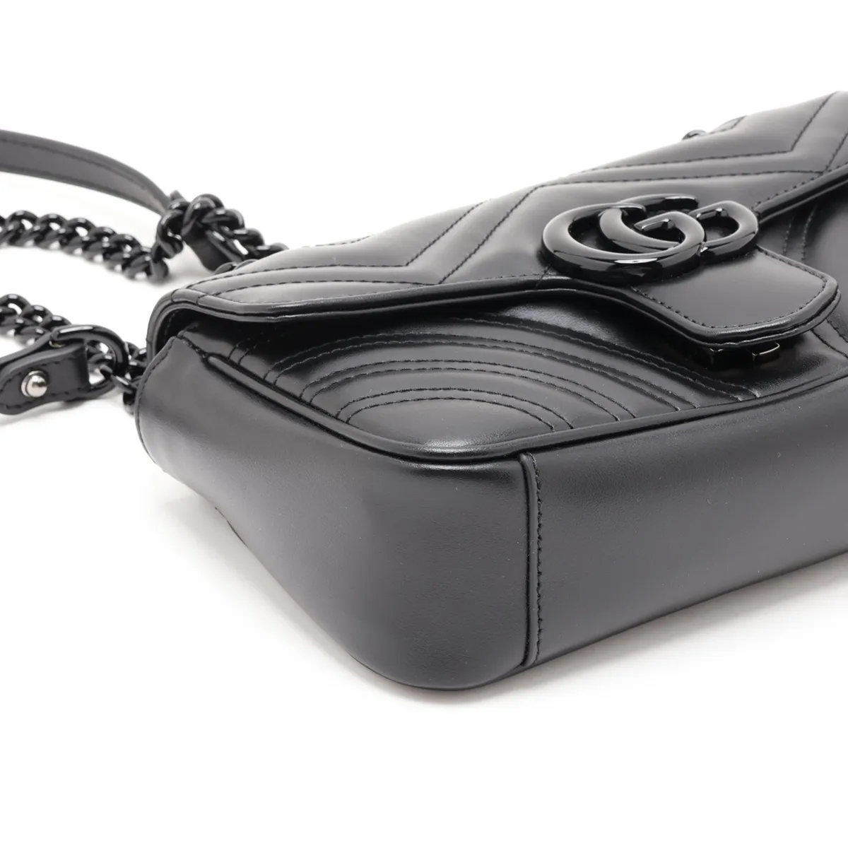 GG Marmont Leather Chain Shoulder Bag, Black, 446744 — view 4