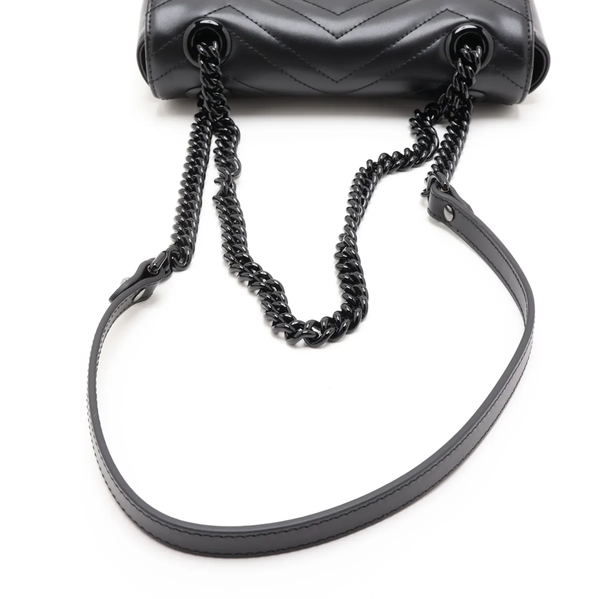 GG Marmont Leather Chain Shoulder Bag, Black, 446744 — view 5