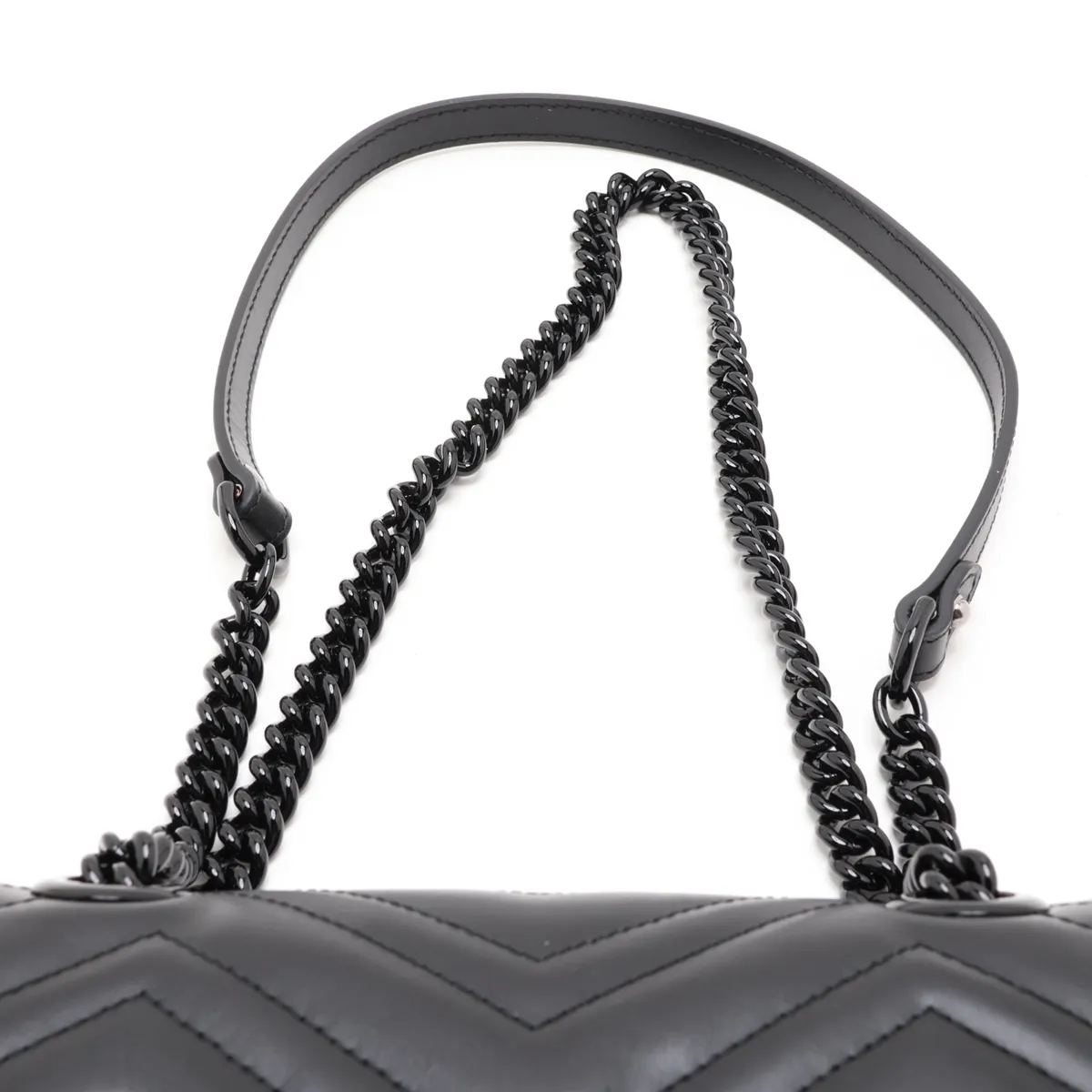 GG Marmont Leather Chain Shoulder Bag, Black, 446744 — view 6