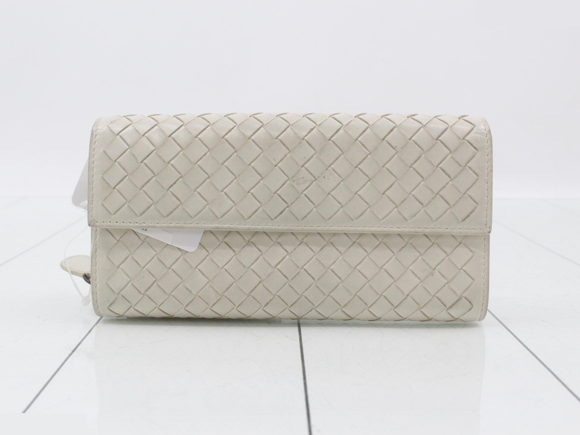 Intrecciato folding wallet, off-white