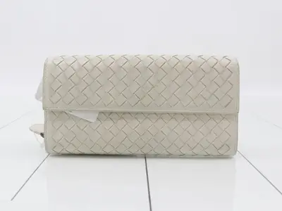 Intrecciato folding wallet, off-white