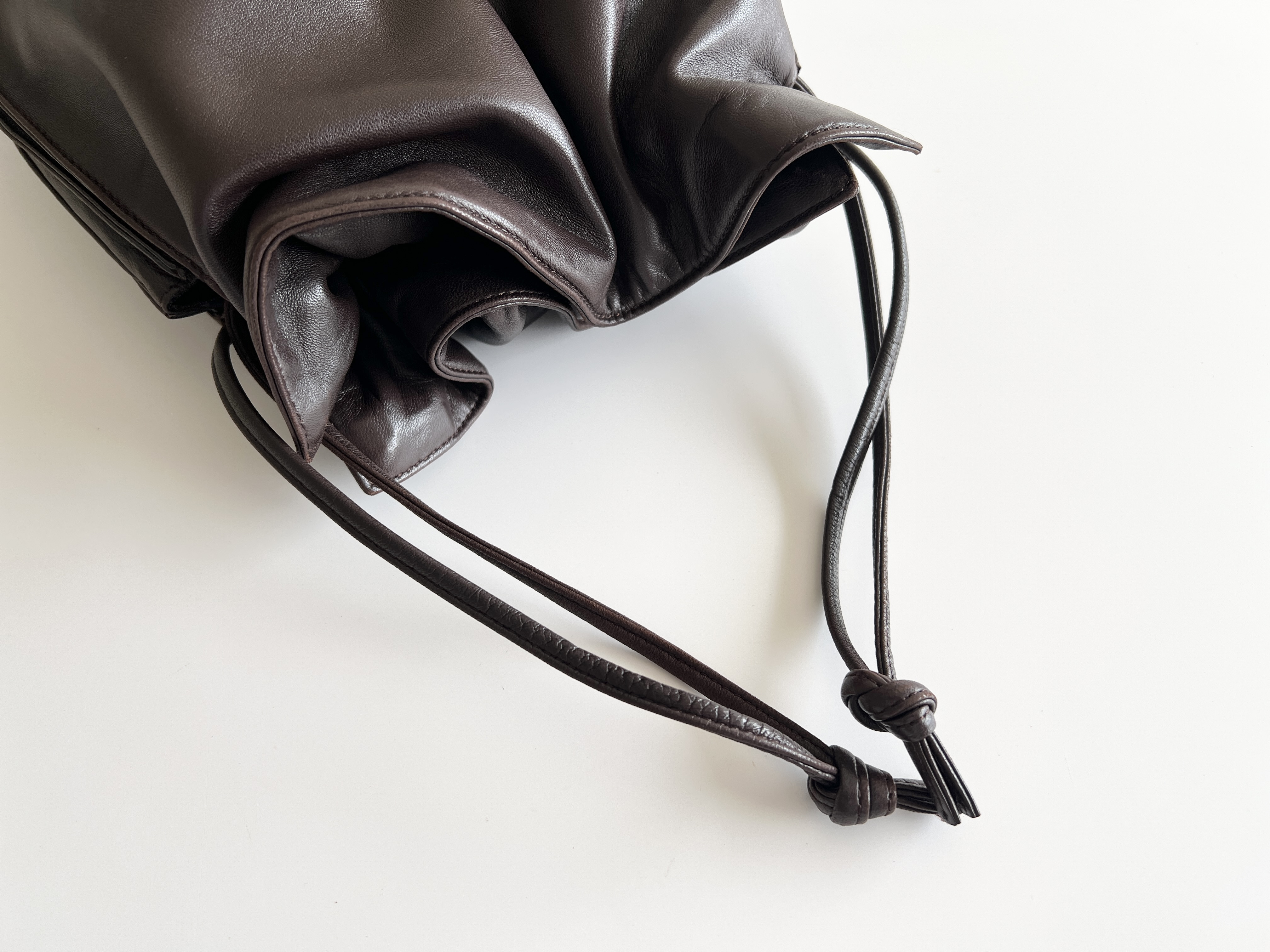Anagram Flamenco Logo Nappa Leather Drawstring Bucket Handbag — view 3