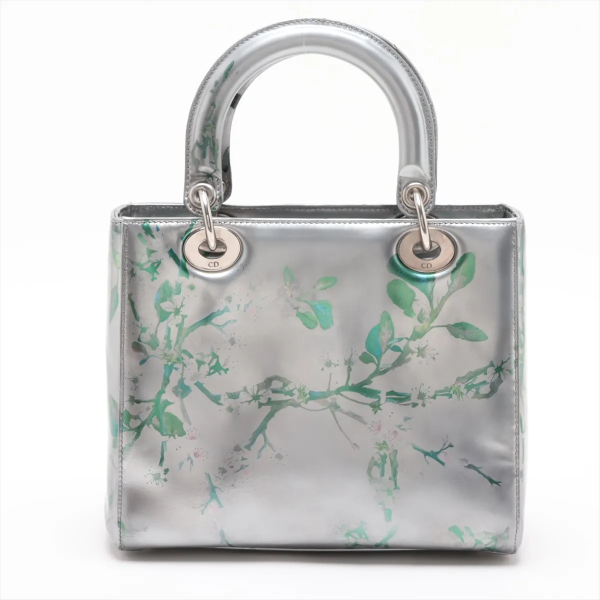 Lady Dior Leather 2-Way Handbag, Silver — view 2