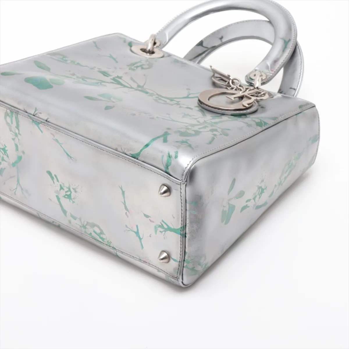 Lady Dior Leather 2-Way Handbag, Silver — view 3