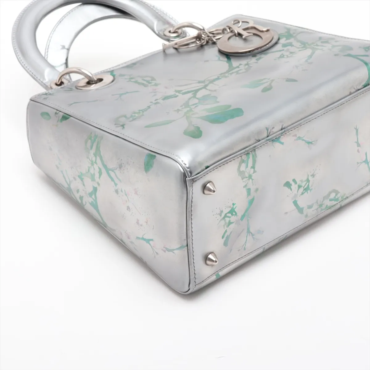 Lady Dior Leather 2-Way Handbag, Silver — view 4