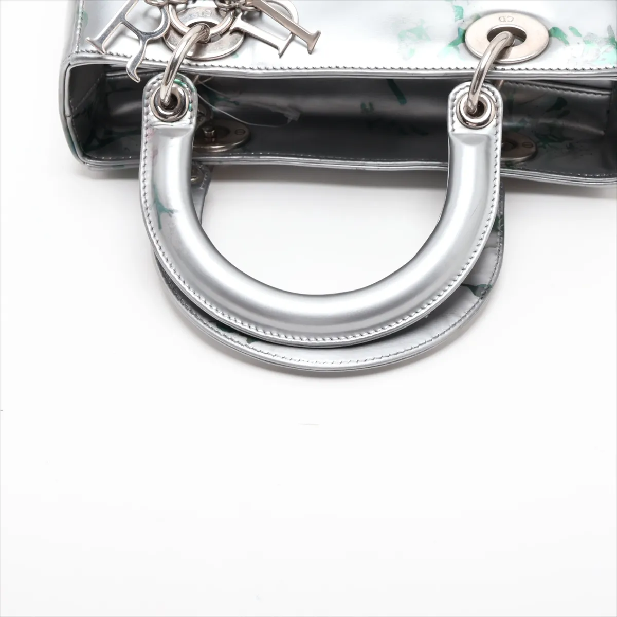 Lady Dior Leather 2-Way Handbag, Silver — view 5