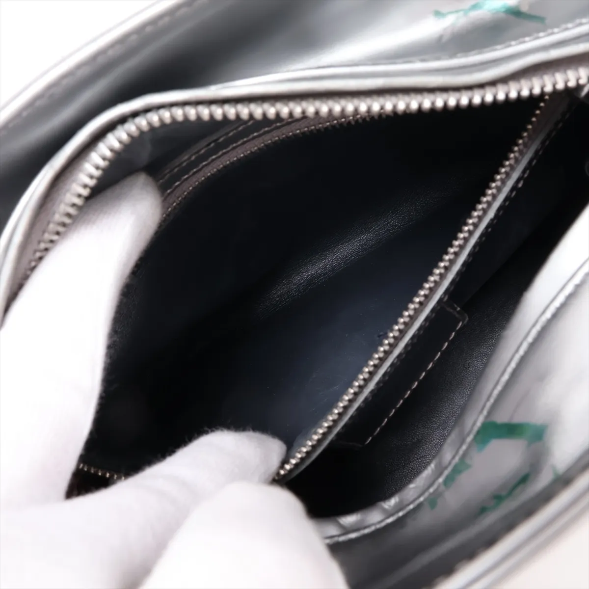 Lady Dior Leather 2-Way Handbag, Silver — view 9