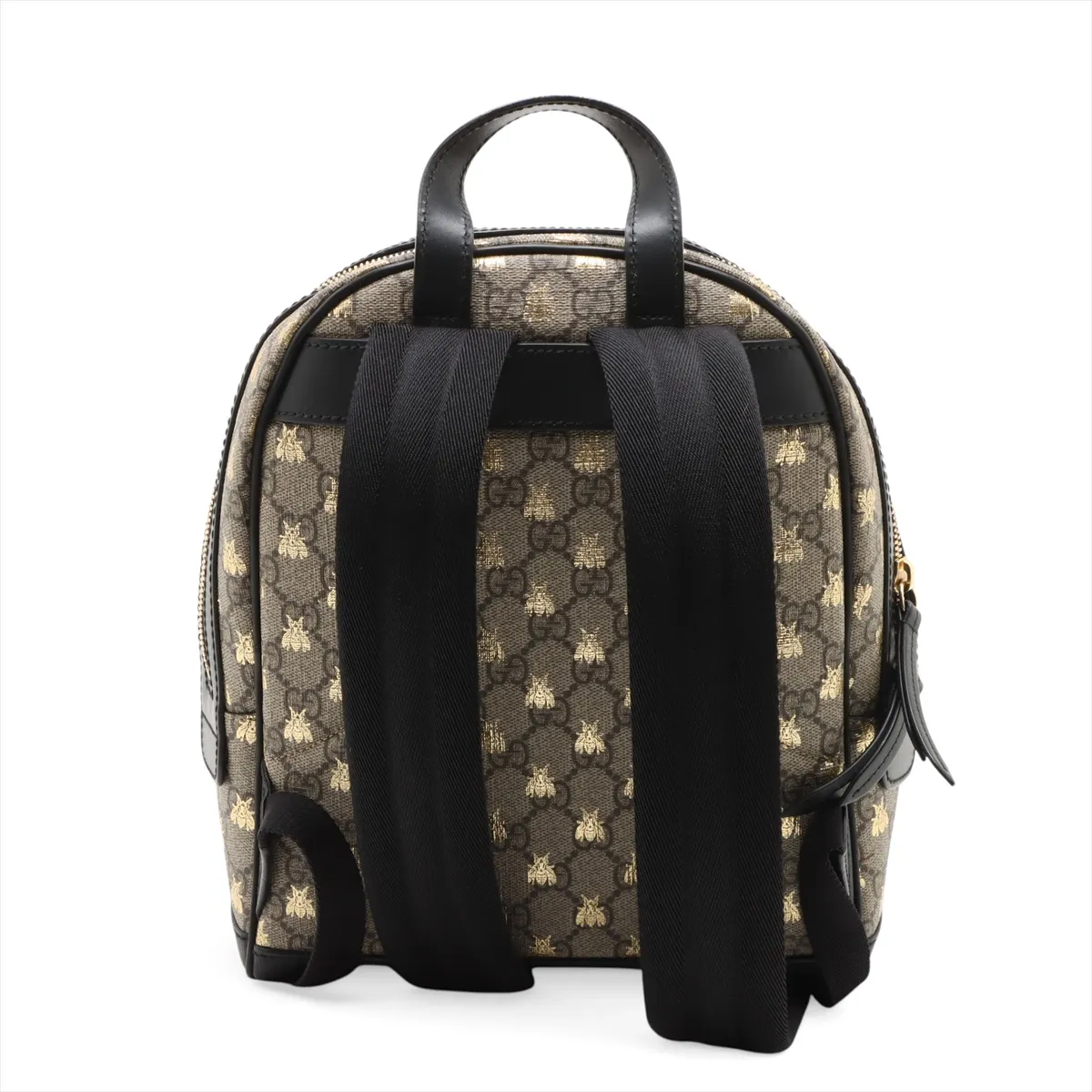 GG Supreme Bee PVC x Leather Backpack/Rucksack Beige x Black 427042 — view 2