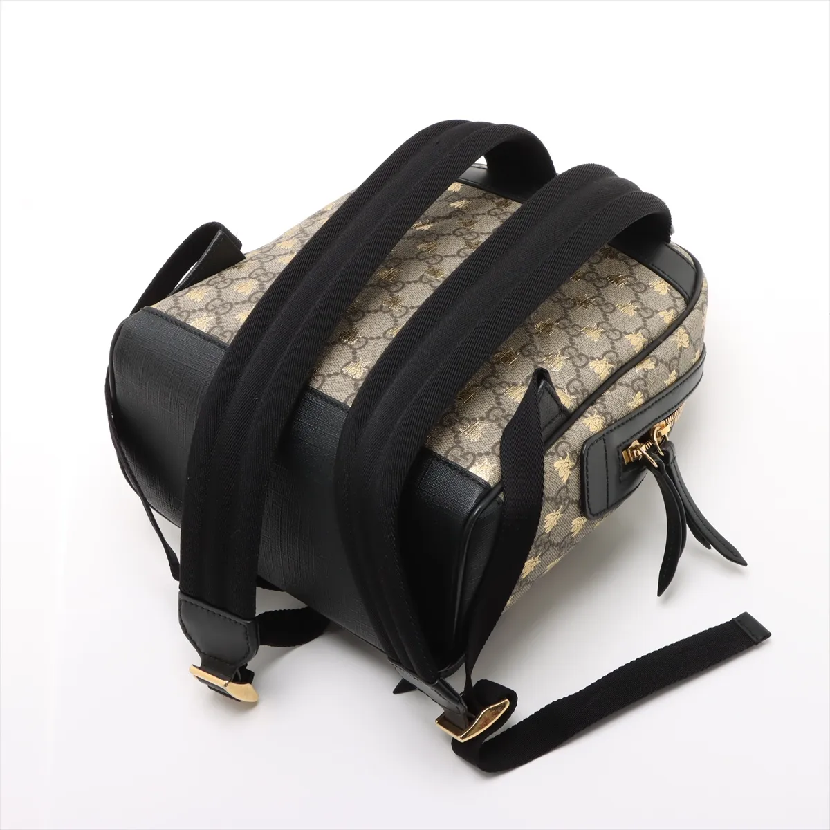 GG Supreme Bee PVC x Leather Backpack/Rucksack Beige x Black 427042 — view 5
