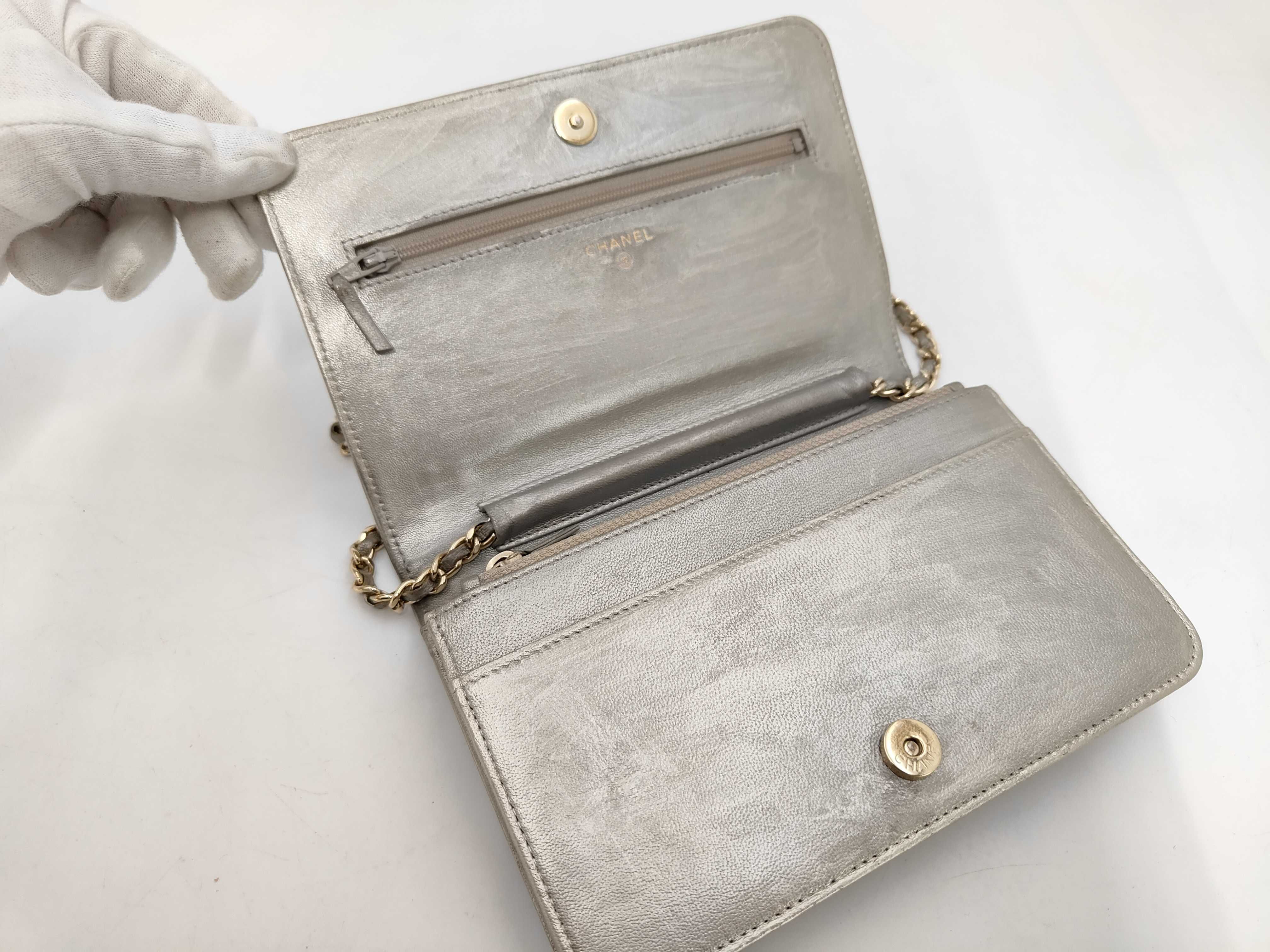 Mademoiselle Chain Wallet, Silver, with original seal, serial number in the 24 range, Shoulder Bag — view 7