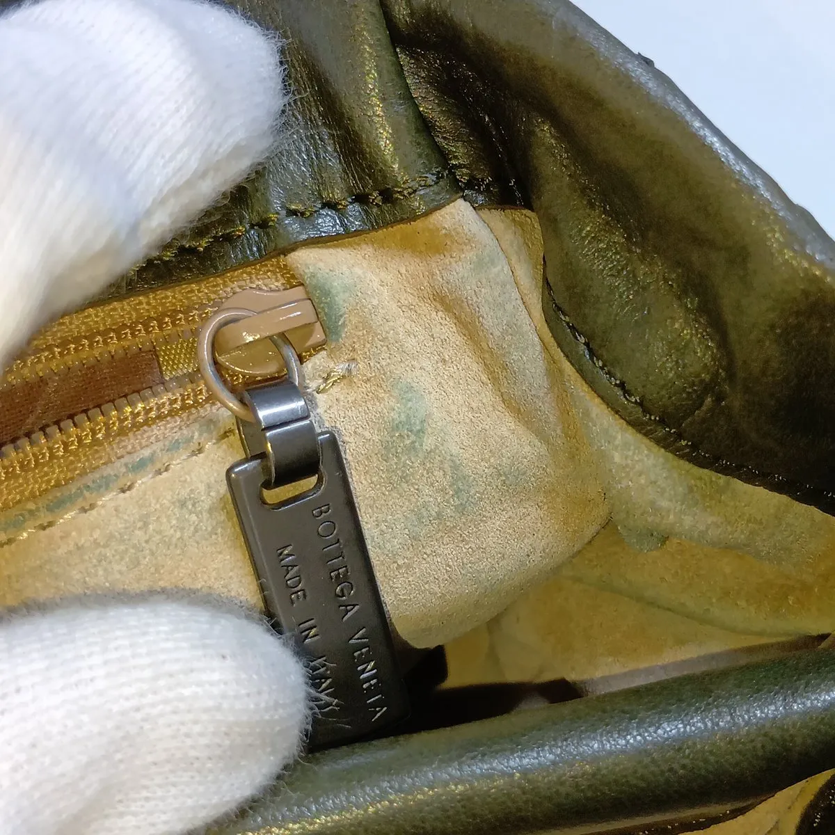 Intrecciato Leather Shoulder Bag, Green — view 13