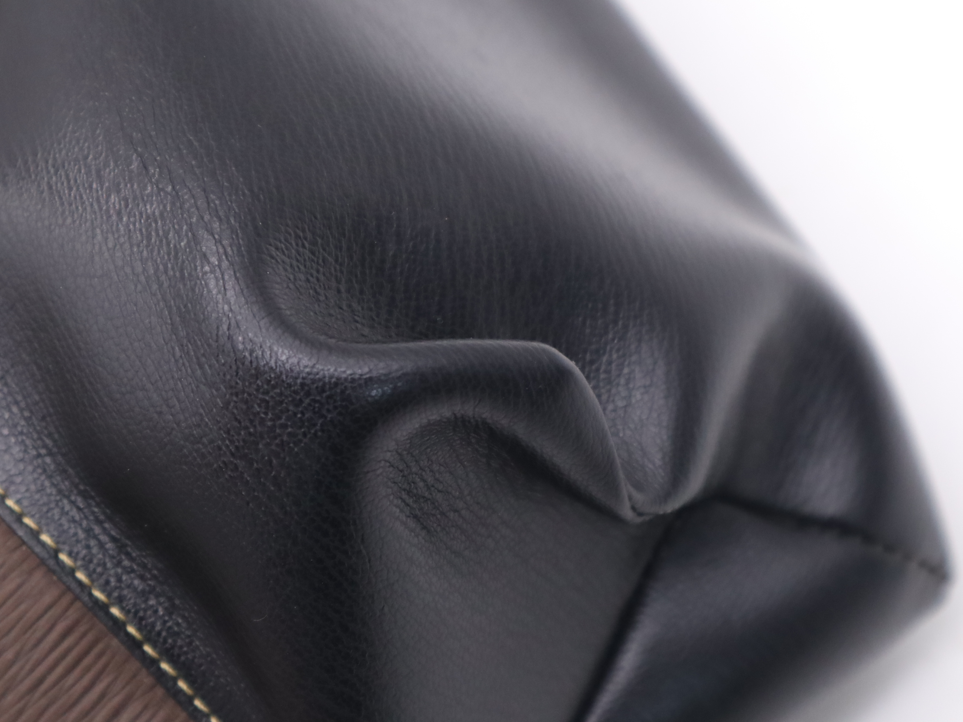 Leather Logo Tote Bag, Brown/Black, Gold Hardware, with Dust Bag — view 9