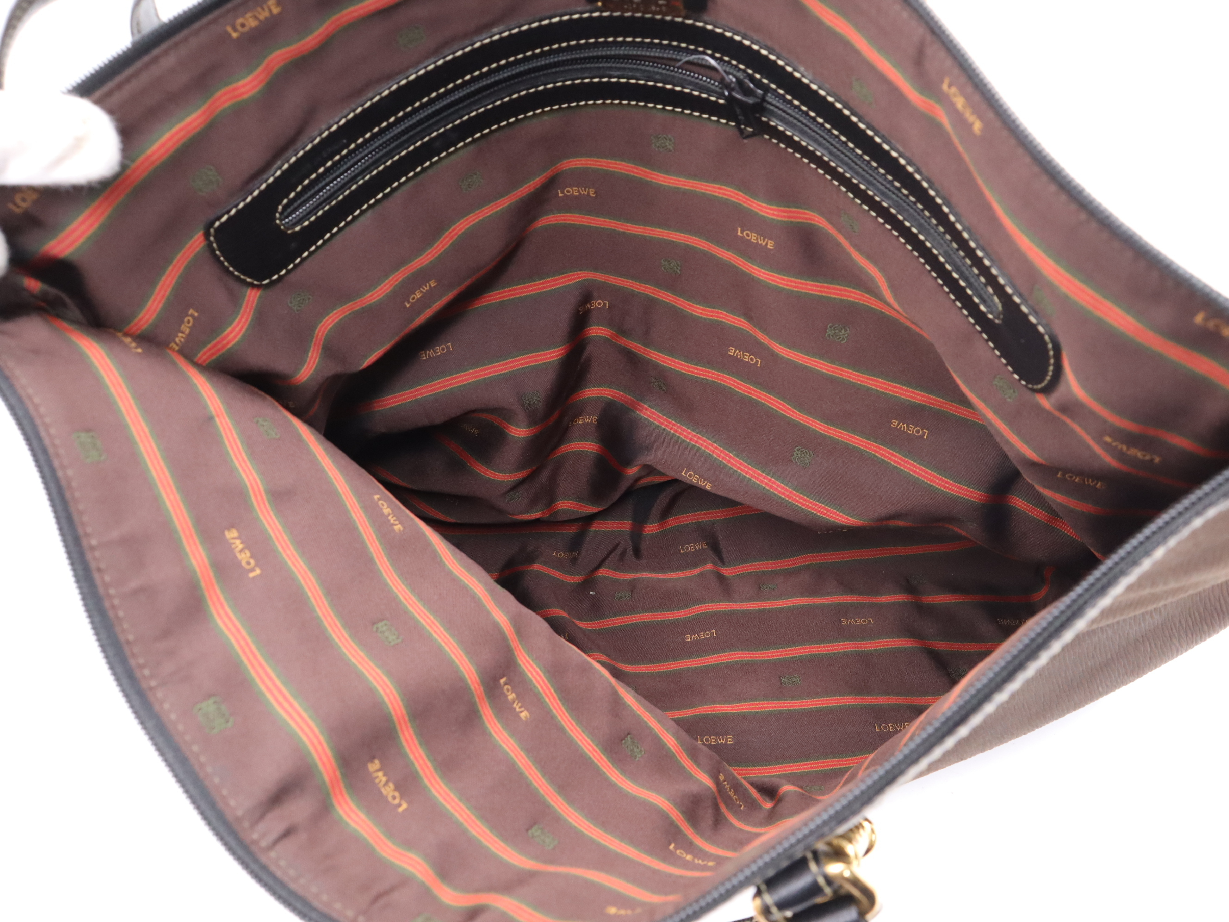 Leather Logo Tote Bag, Brown/Black, Gold Hardware, with Dust Bag — view 10