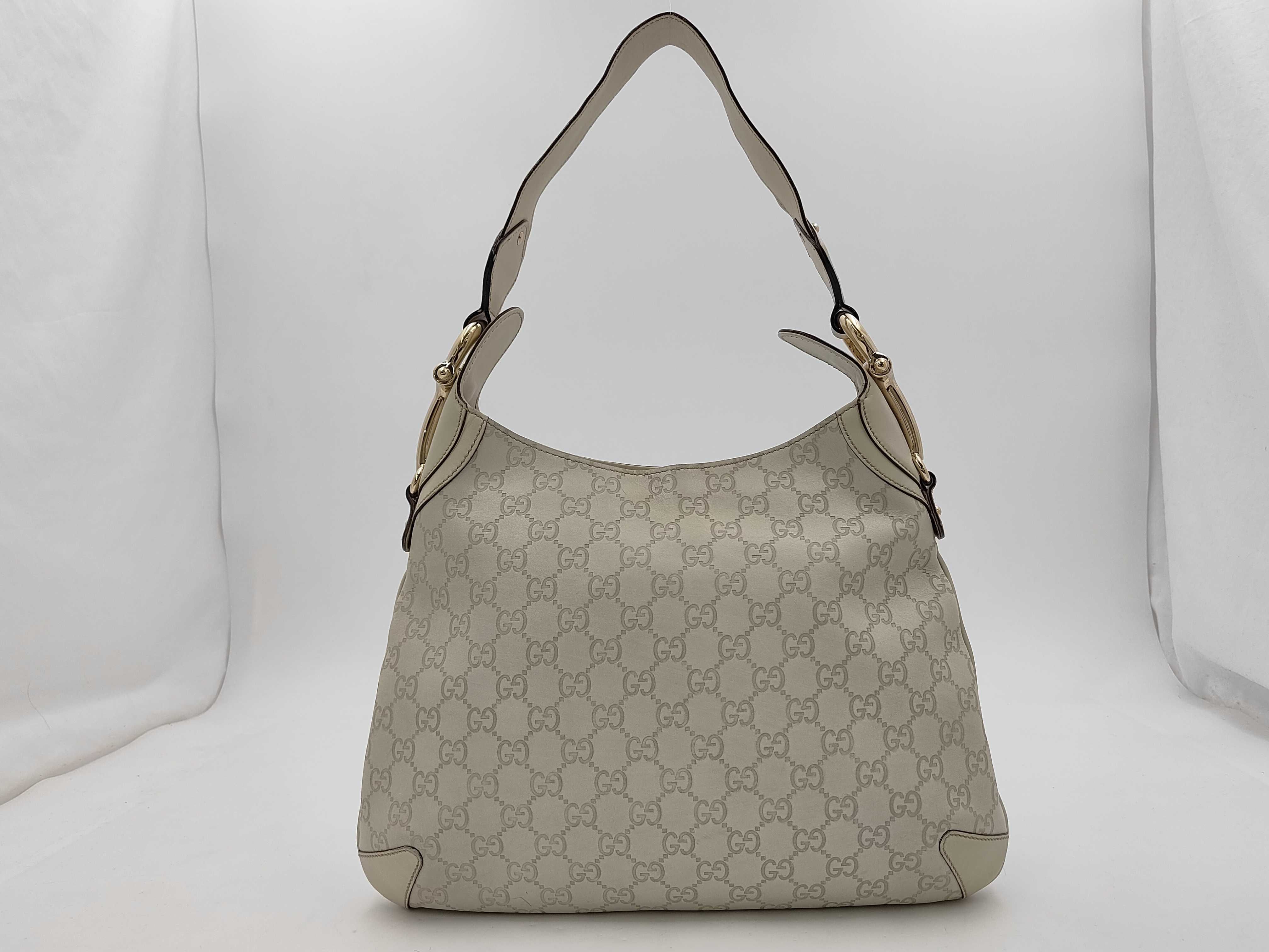 Guccissima 145826 Horsebit Hobo Calfskin Ivory 38x27x3cm Shoulder Bag