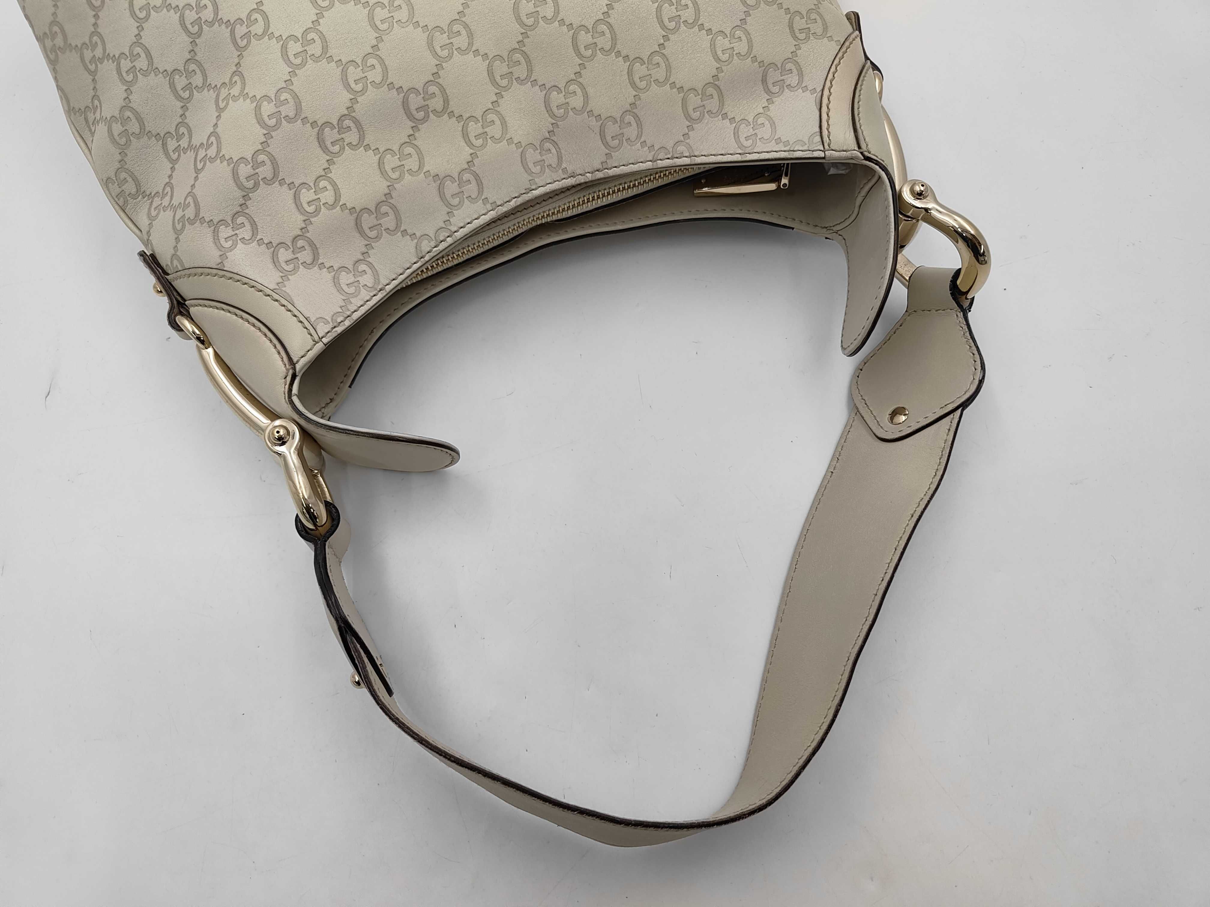 Guccissima 145826 Horsebit Hobo Calfskin Ivory 38x27x3cm Shoulder Bag — view 3