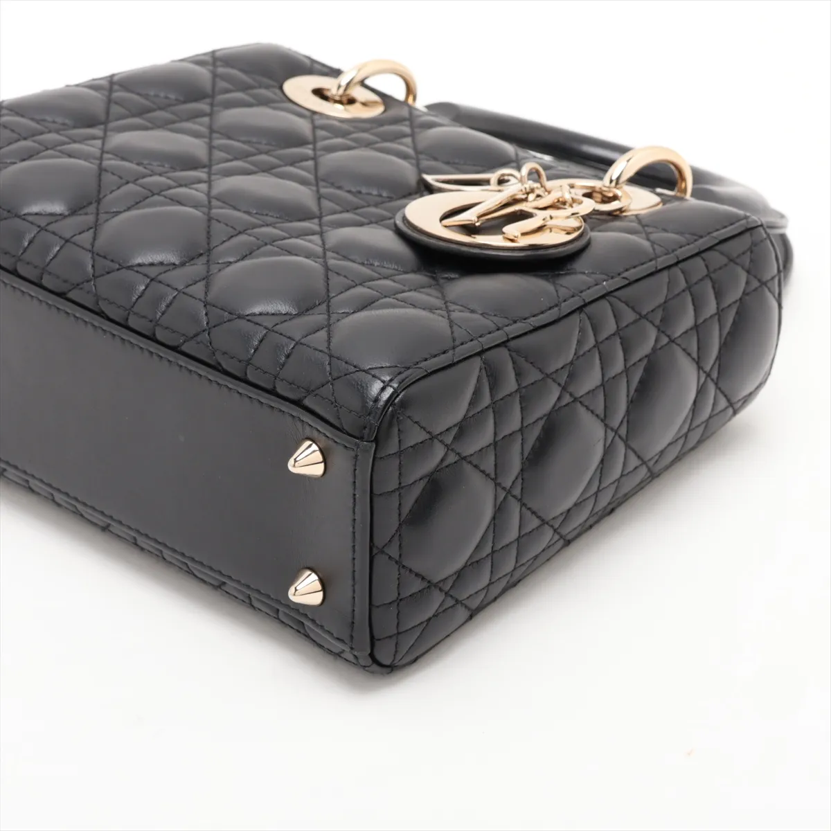 Cannage My Lady Dior Leather 2-Way Handbag, Black — view 3