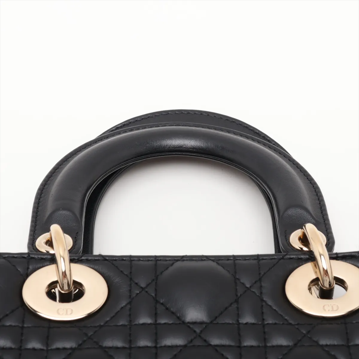 Cannage My Lady Dior Leather 2-Way Handbag, Black — view 6