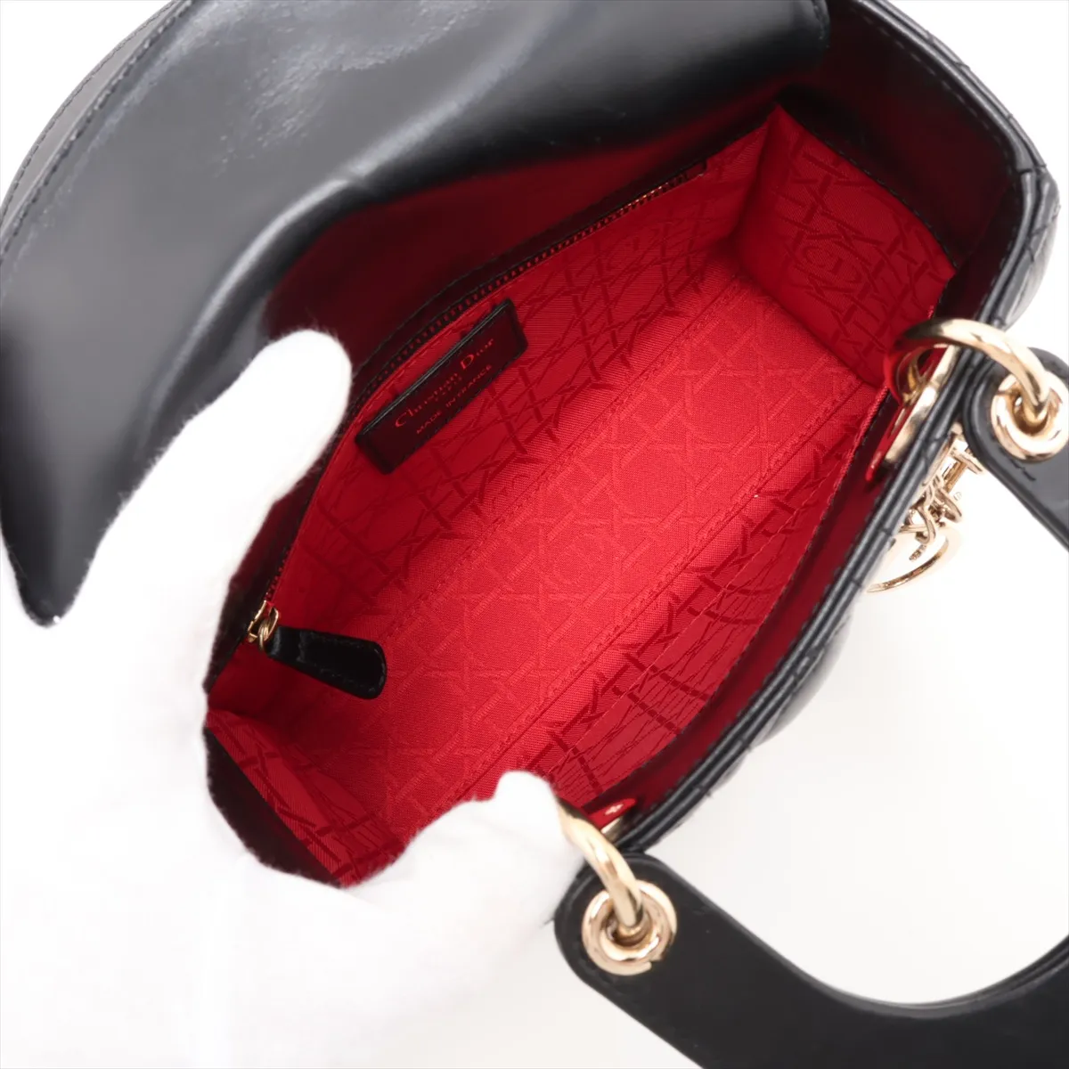 Cannage My Lady Dior Leather 2-Way Handbag, Black — view 8