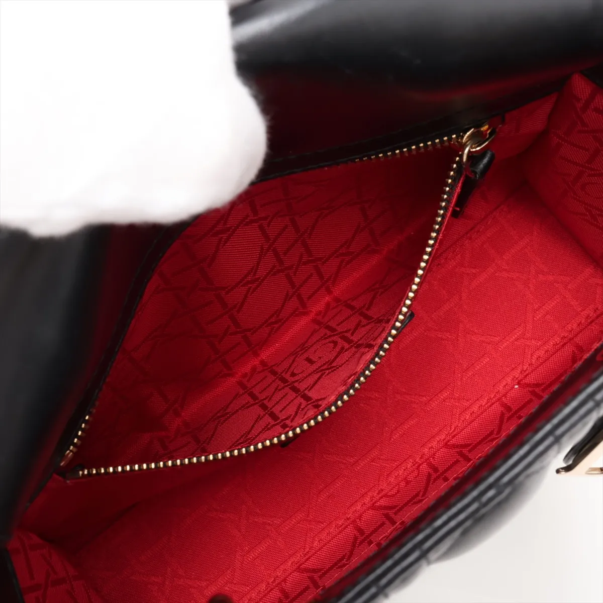 Cannage My Lady Dior Leather 2-Way Handbag, Black — view 9