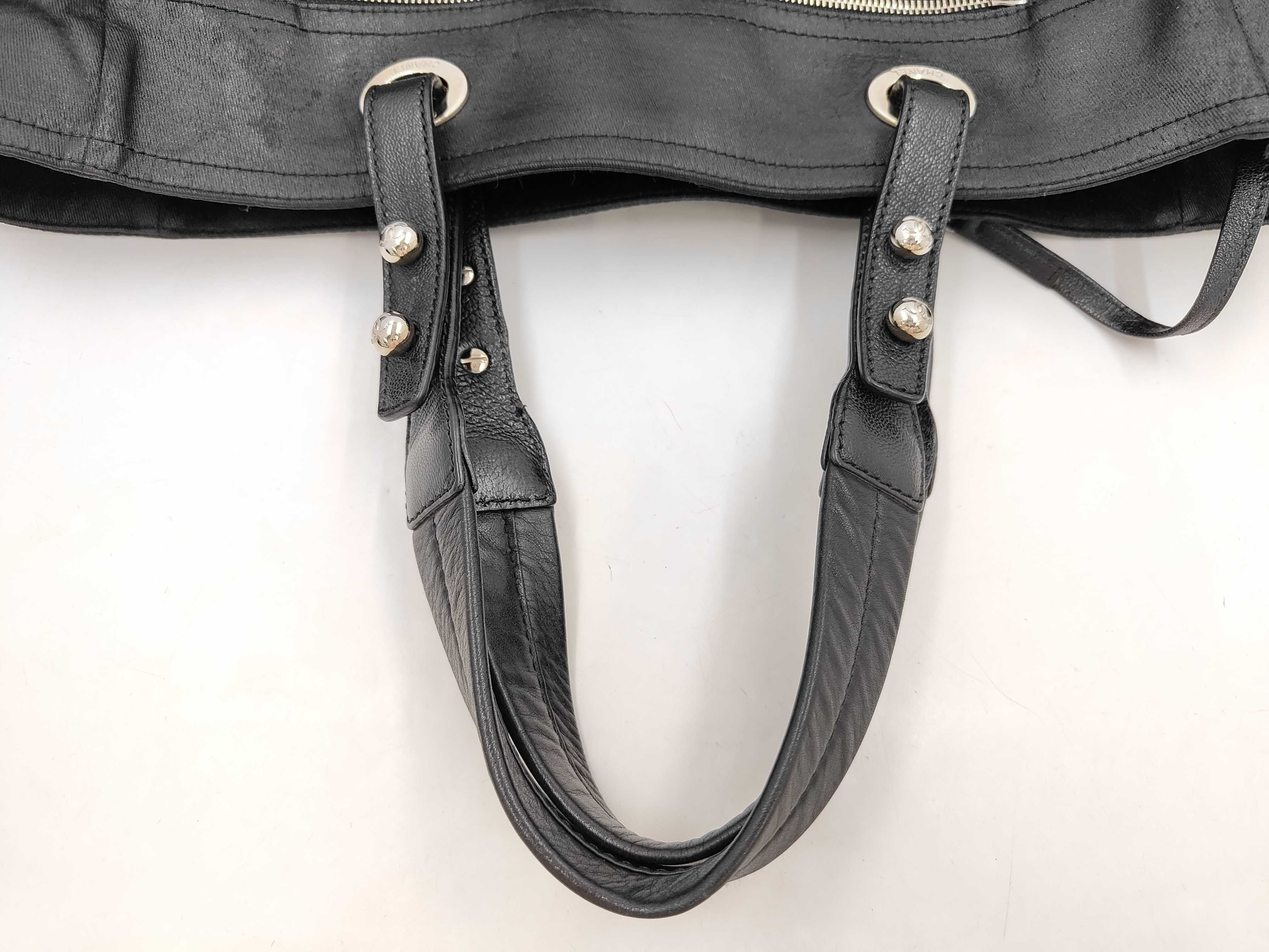 Paris Biarritz GM Coated Canvas Tote Bag, Black with Silver Hardware, 11540081 (Tote Bag) — view 6