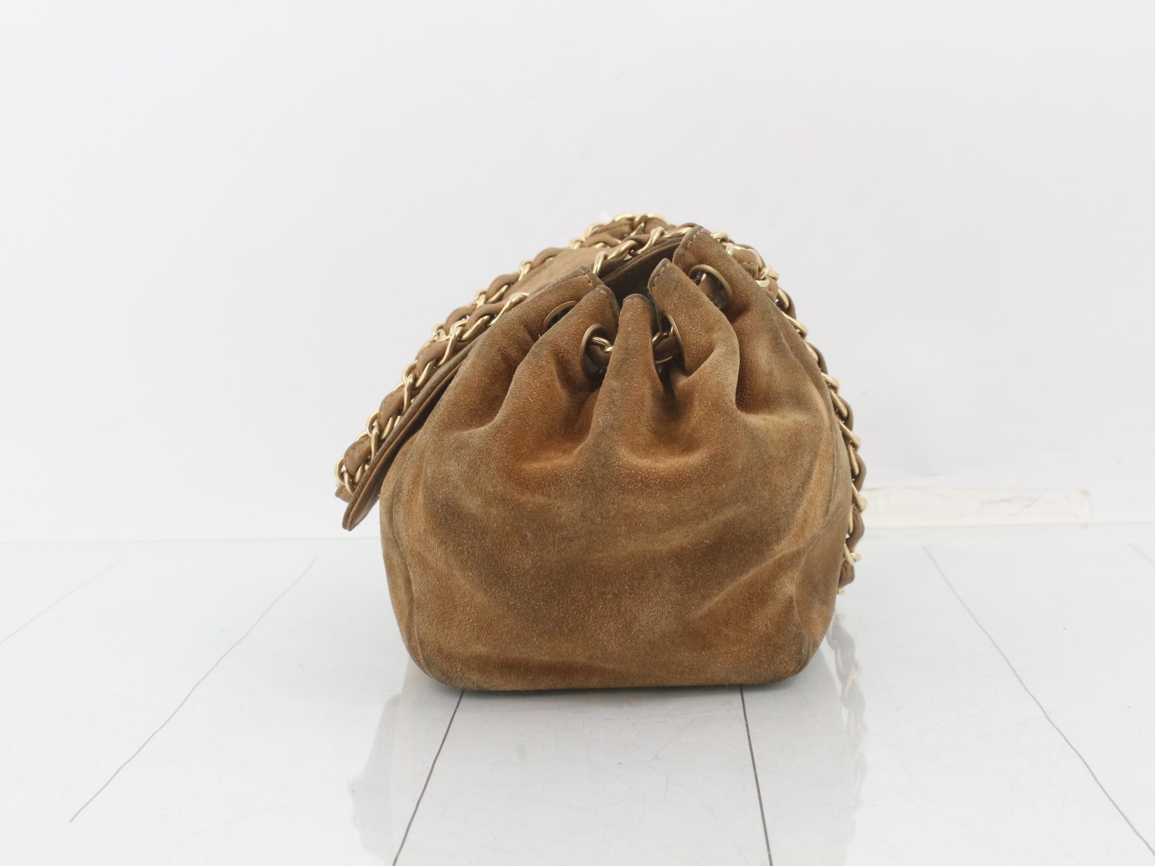 Suede, brown, gold hardware — view 3