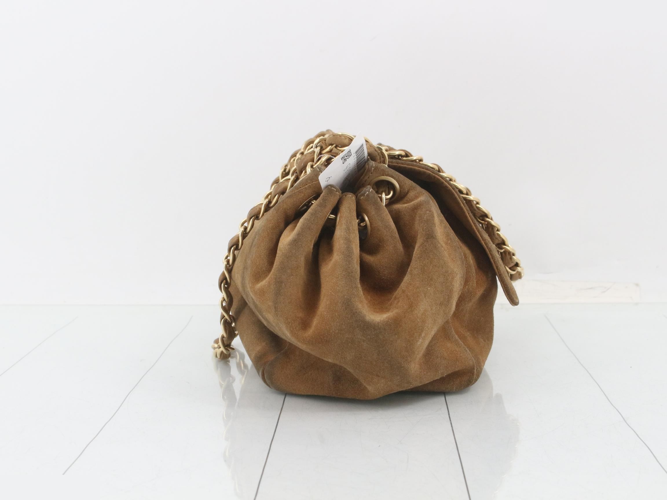 Suede, brown, gold hardware — view 4