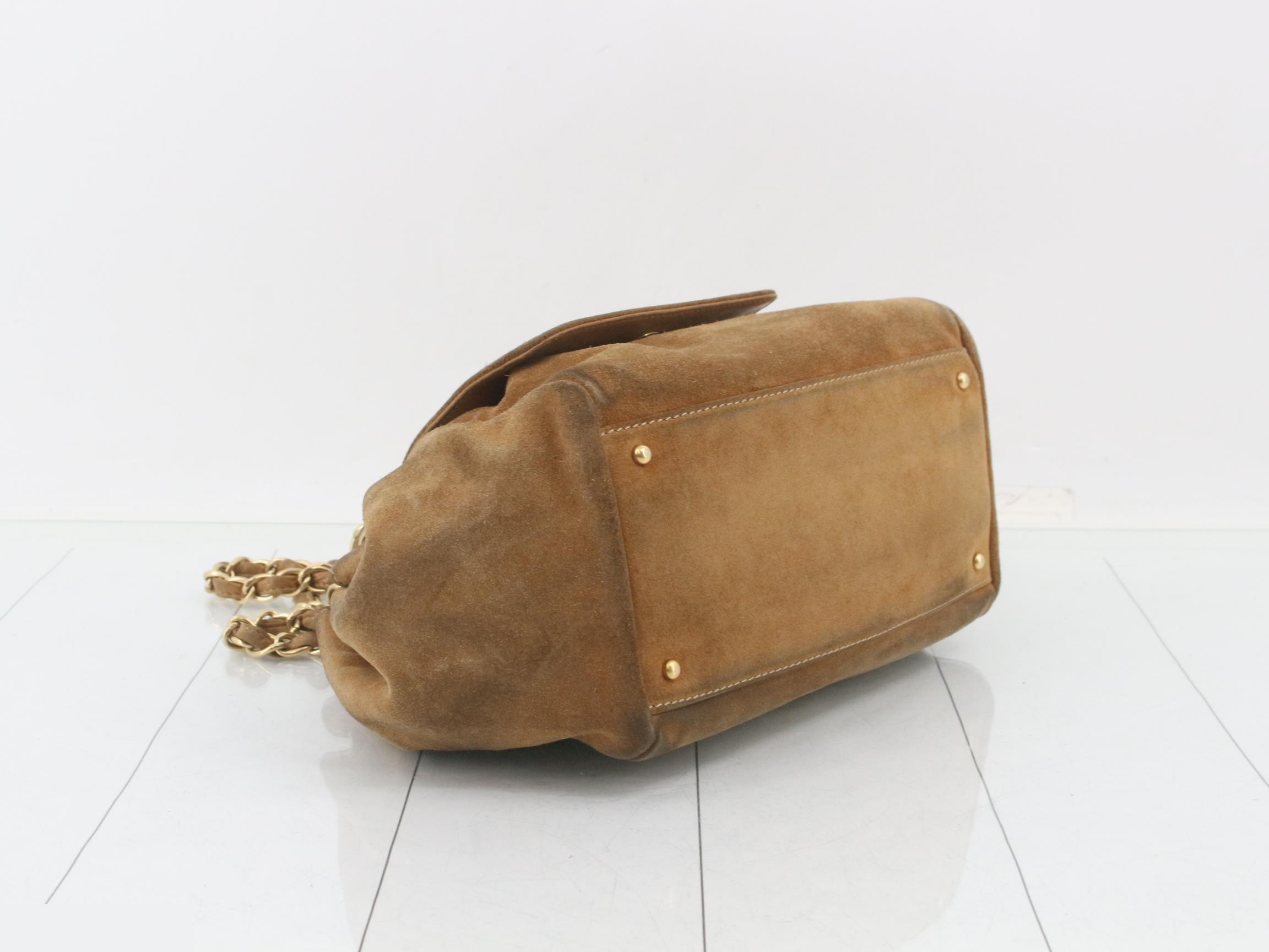 Suede, brown, gold hardware — view 5