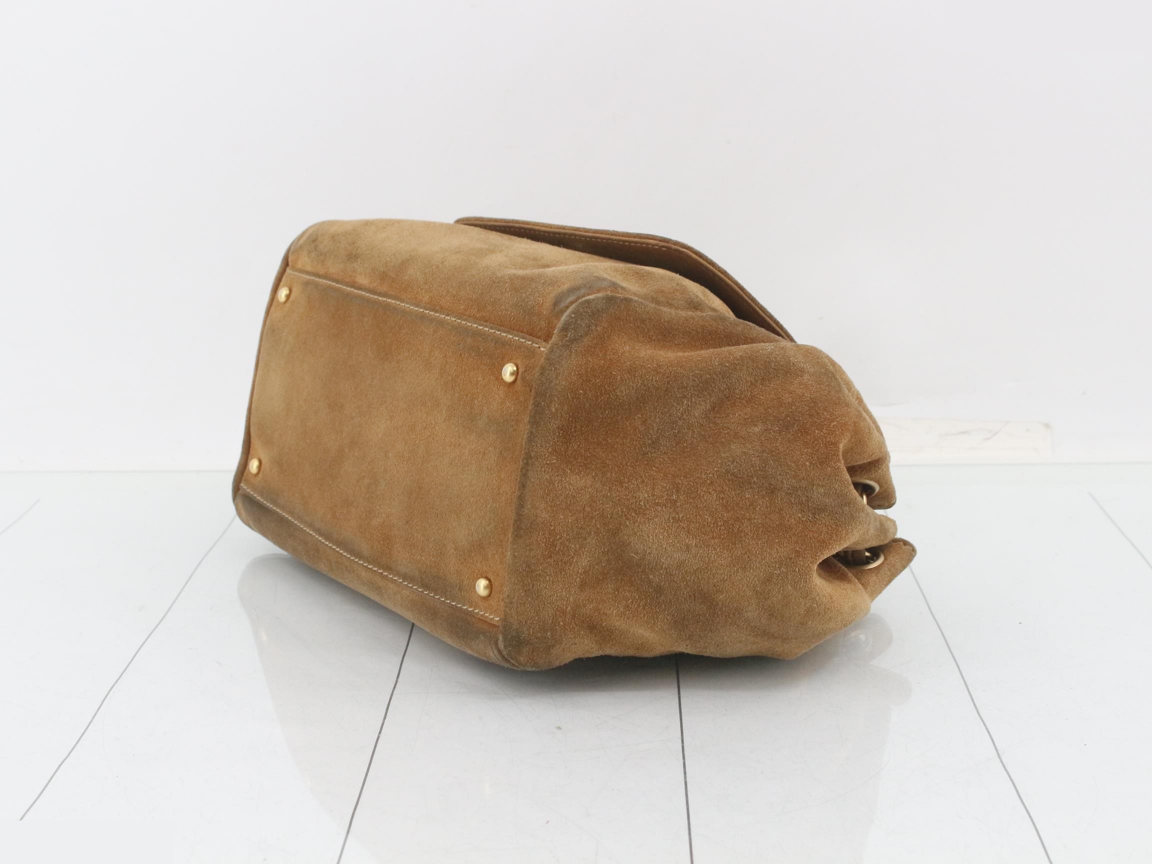 Suede, brown, gold hardware — view 6