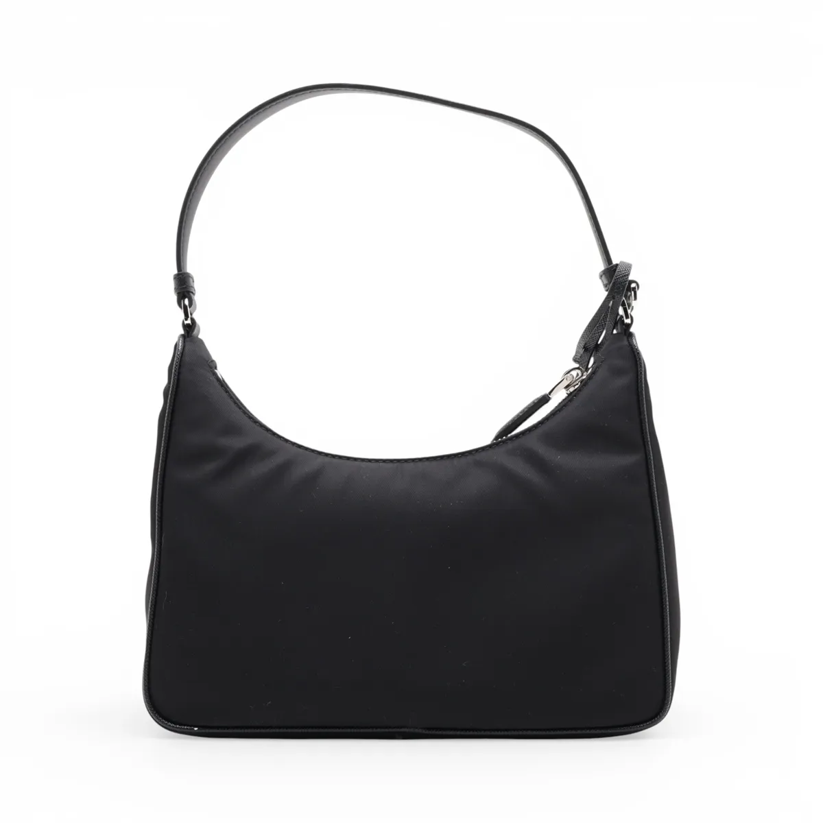 Tessuto Nylon x Leather Shoulder Bag, Black, 1N204X — view 2