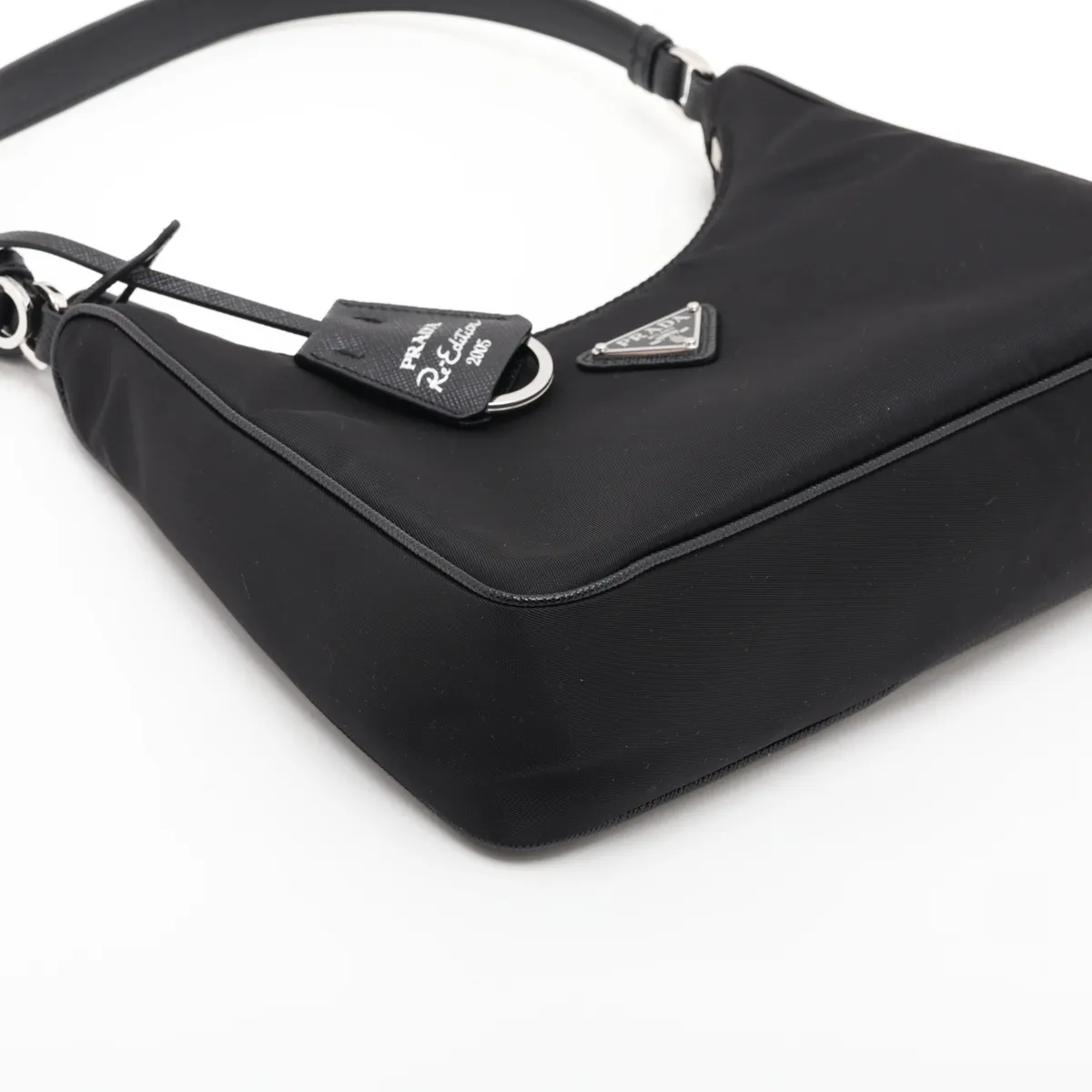 Tessuto Nylon x Leather Shoulder Bag, Black, 1N204X — view 4