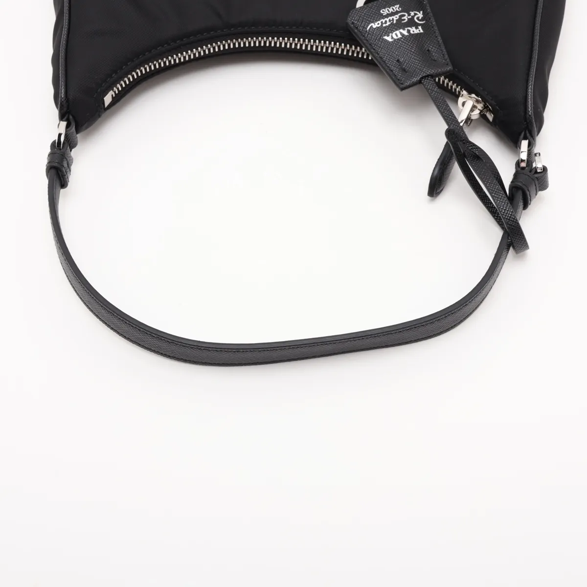 Tessuto Nylon x Leather Shoulder Bag, Black, 1N204X — view 5