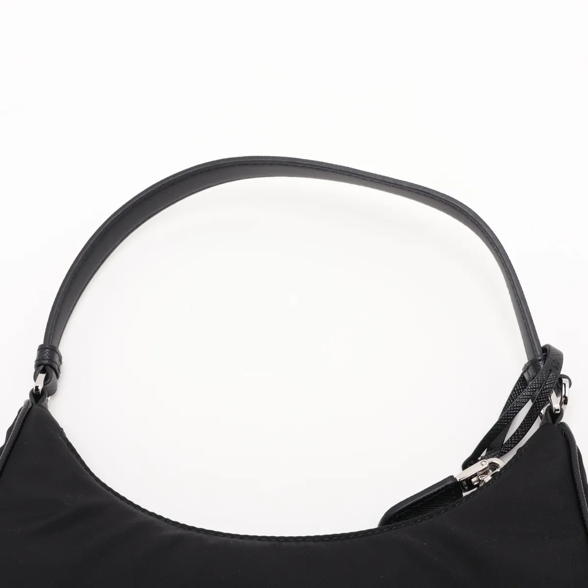 Tessuto Nylon x Leather Shoulder Bag, Black, 1N204X — view 6