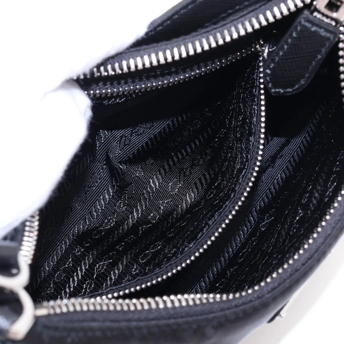Tessuto Nylon x Leather Shoulder Bag, Black, 1N204X — view 8