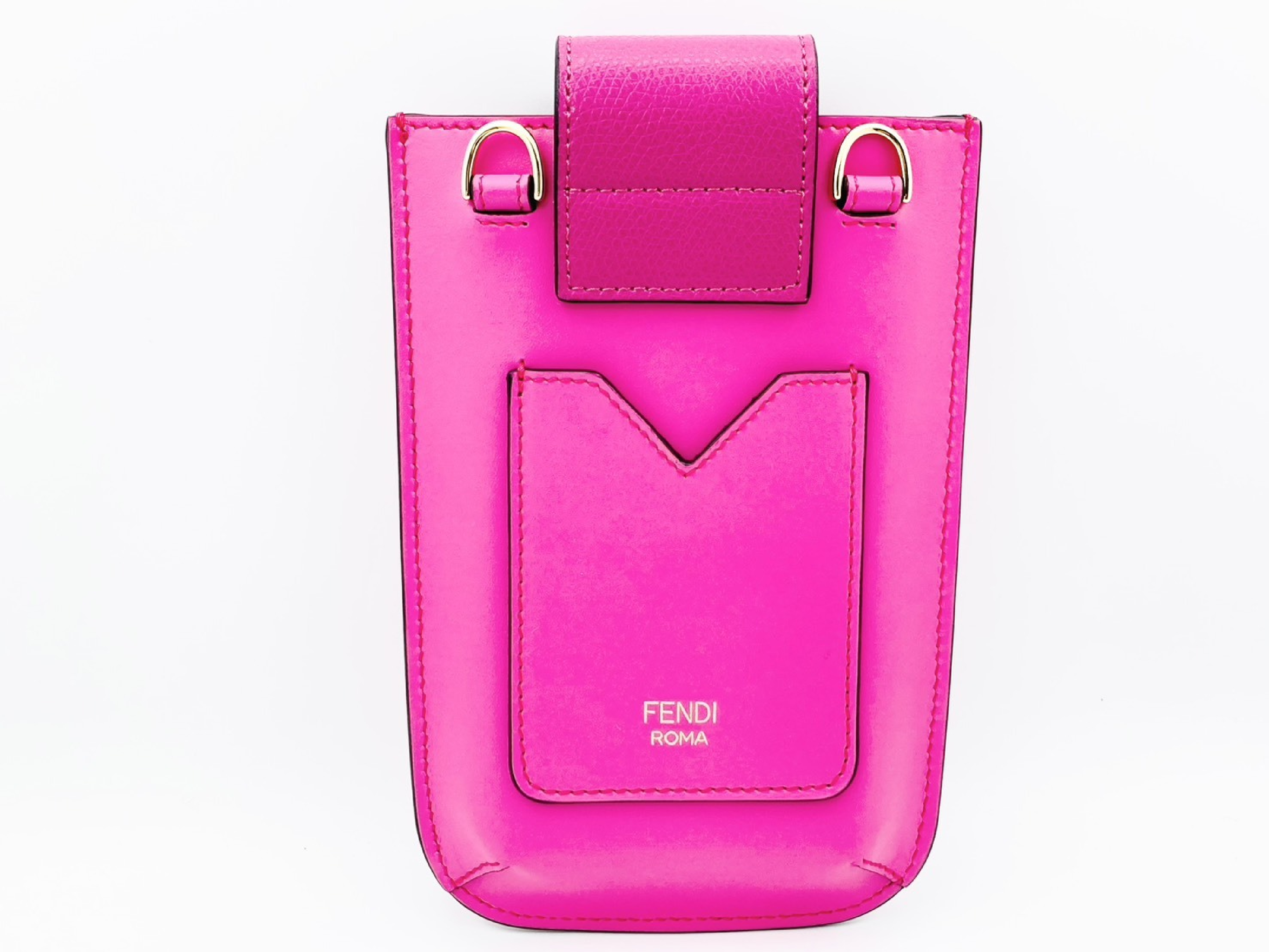 FF Logo FF Diamond Smartphone Pouch Phone Holder 7AS188 Leather Pink Shoulder Bag — view 3
