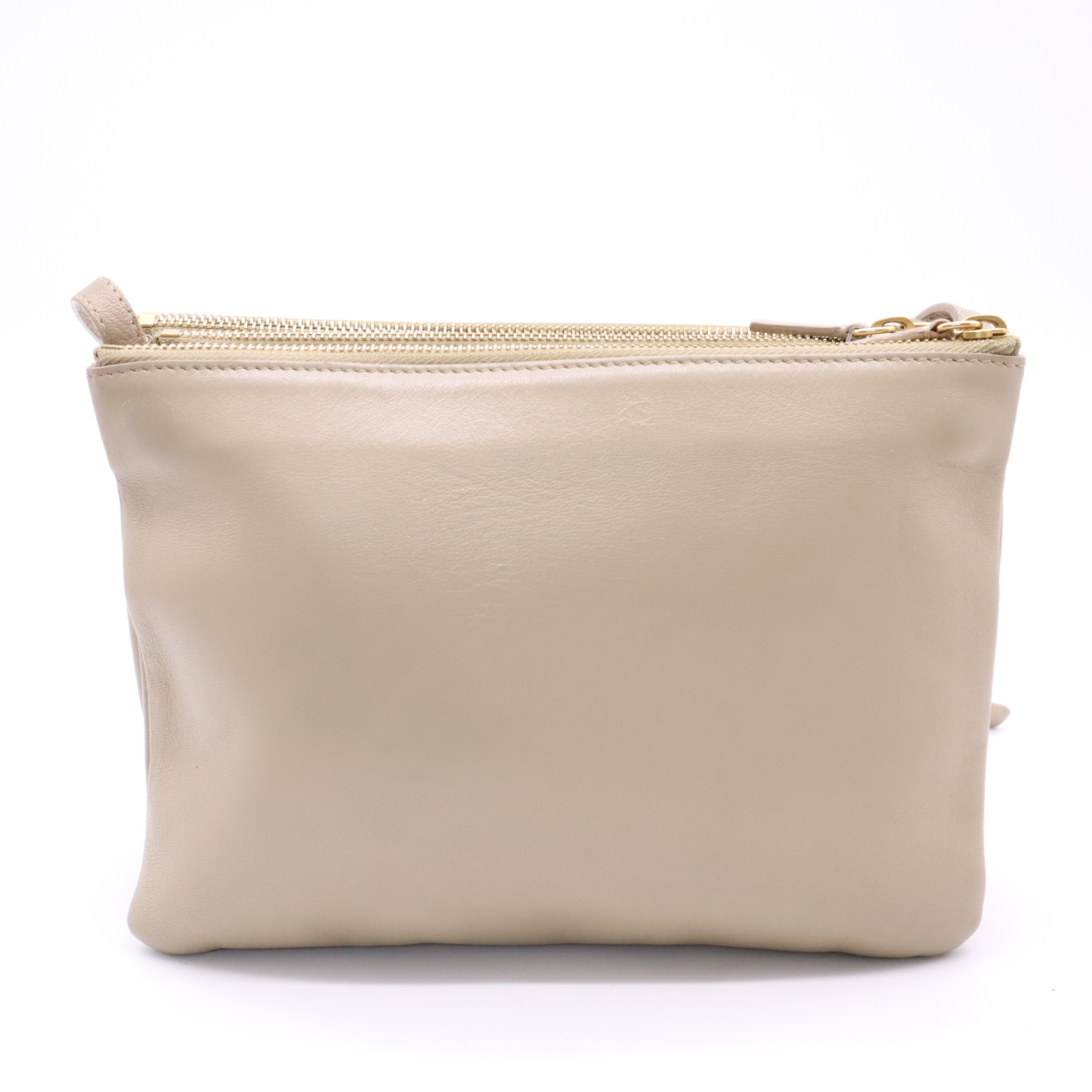 Leather Shoulder Bag, Beige — view 2