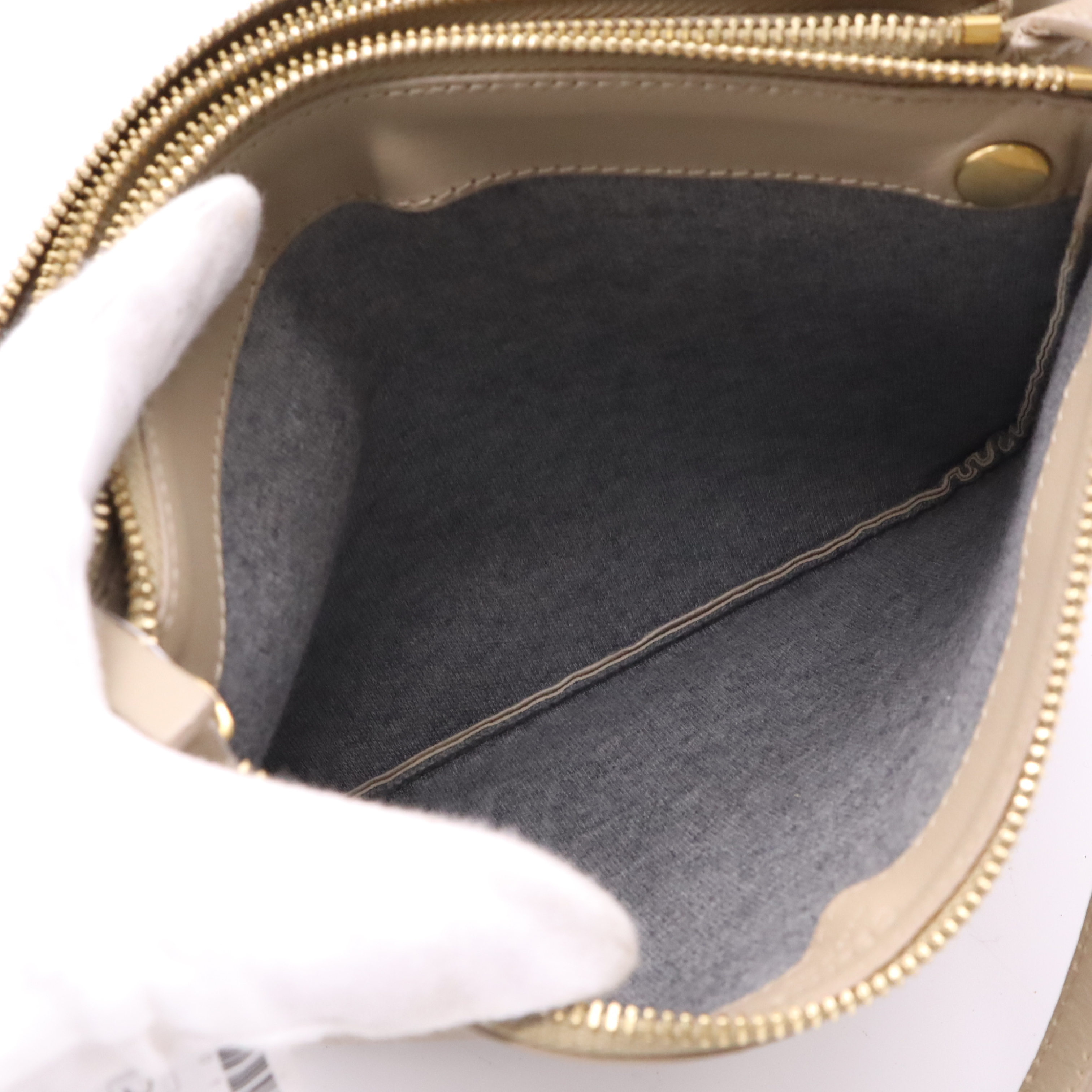 Leather Shoulder Bag, Beige — view 12
