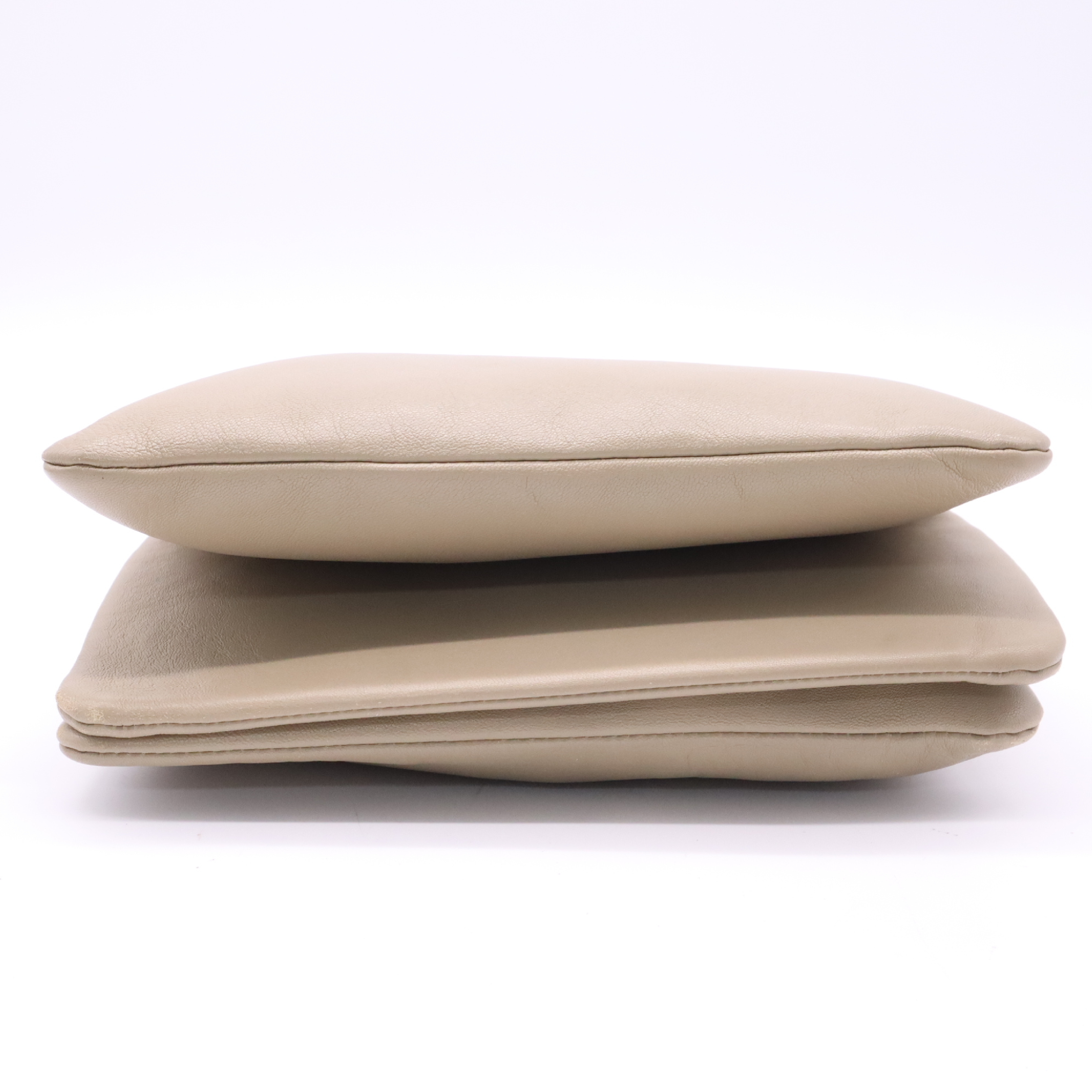 Leather Shoulder Bag, Beige — view 5