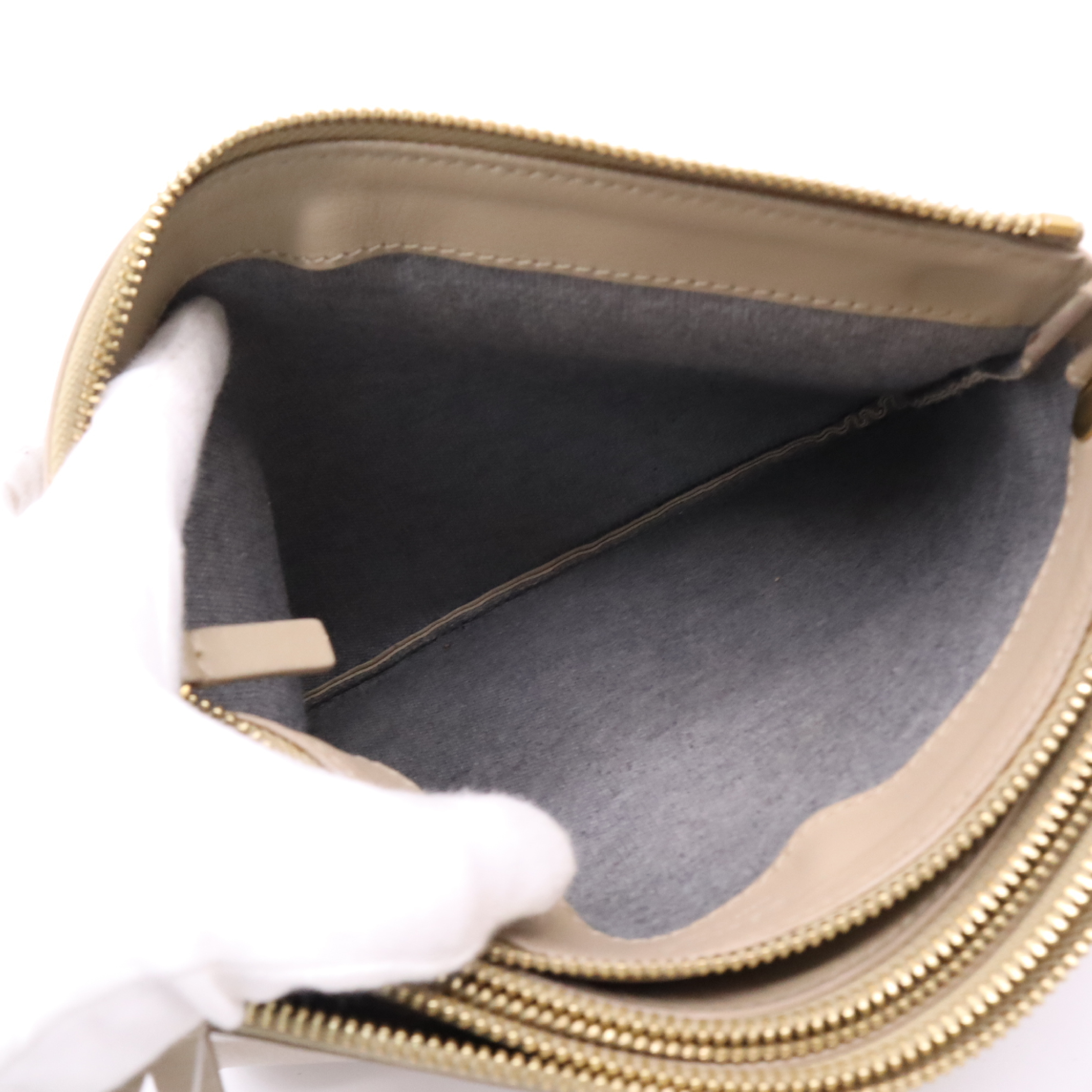 Leather Shoulder Bag, Beige — view 10