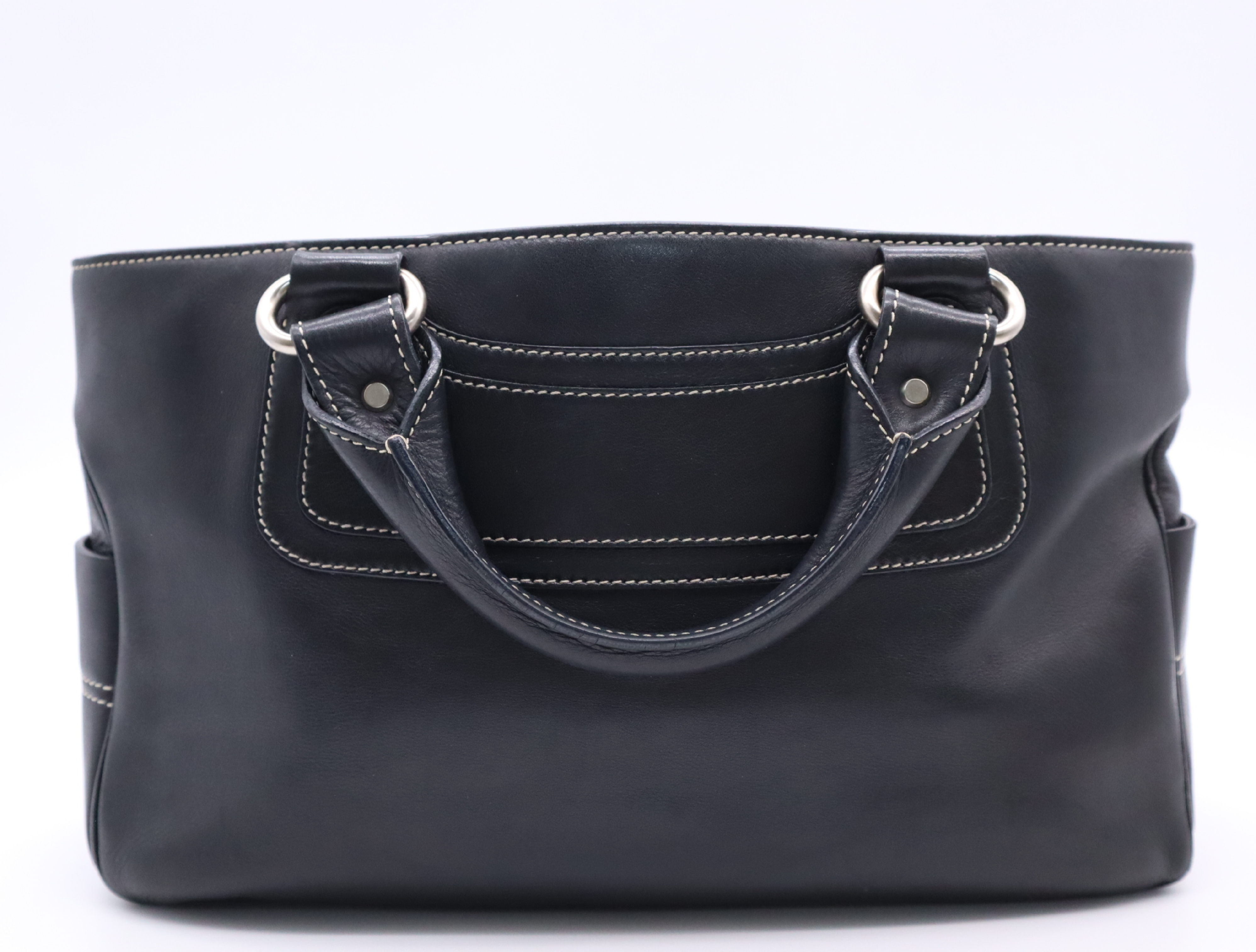 Leather Boogie Bag, Black, Silver Hardware, Handbag — view 2
