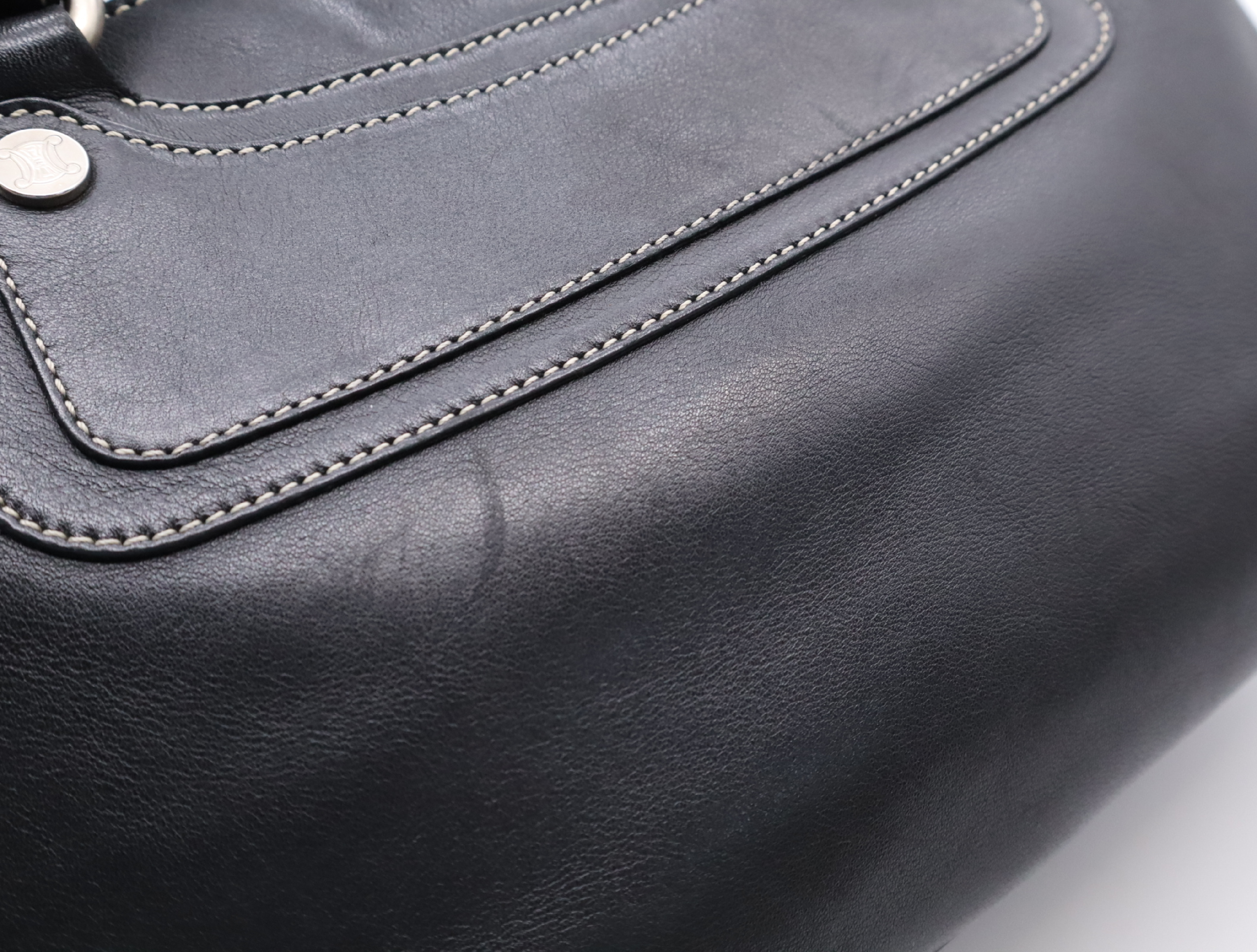 Leather Boogie Bag, Black, Silver Hardware, Handbag — view 14