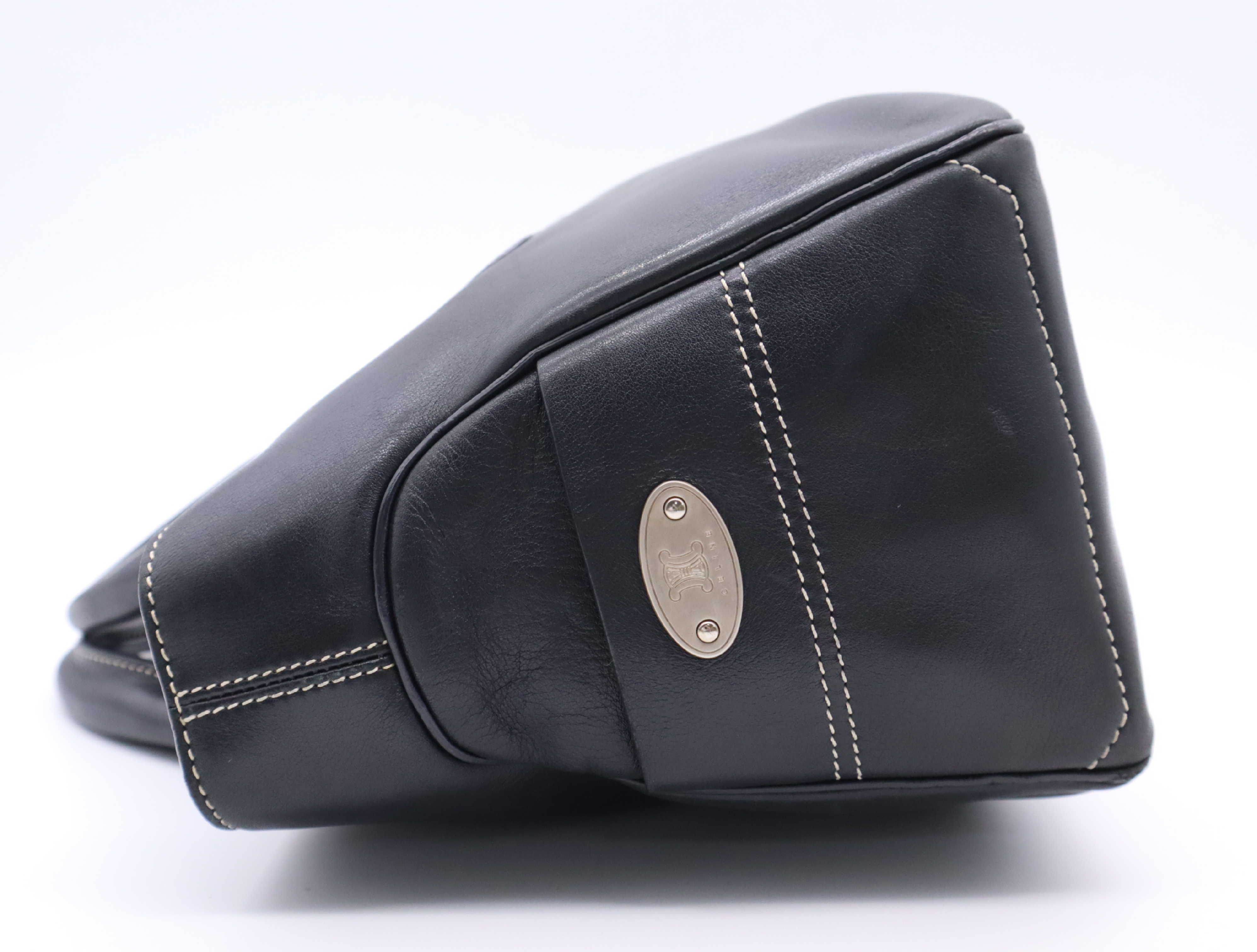 Leather Boogie Bag, Black, Silver Hardware, Handbag — view 3