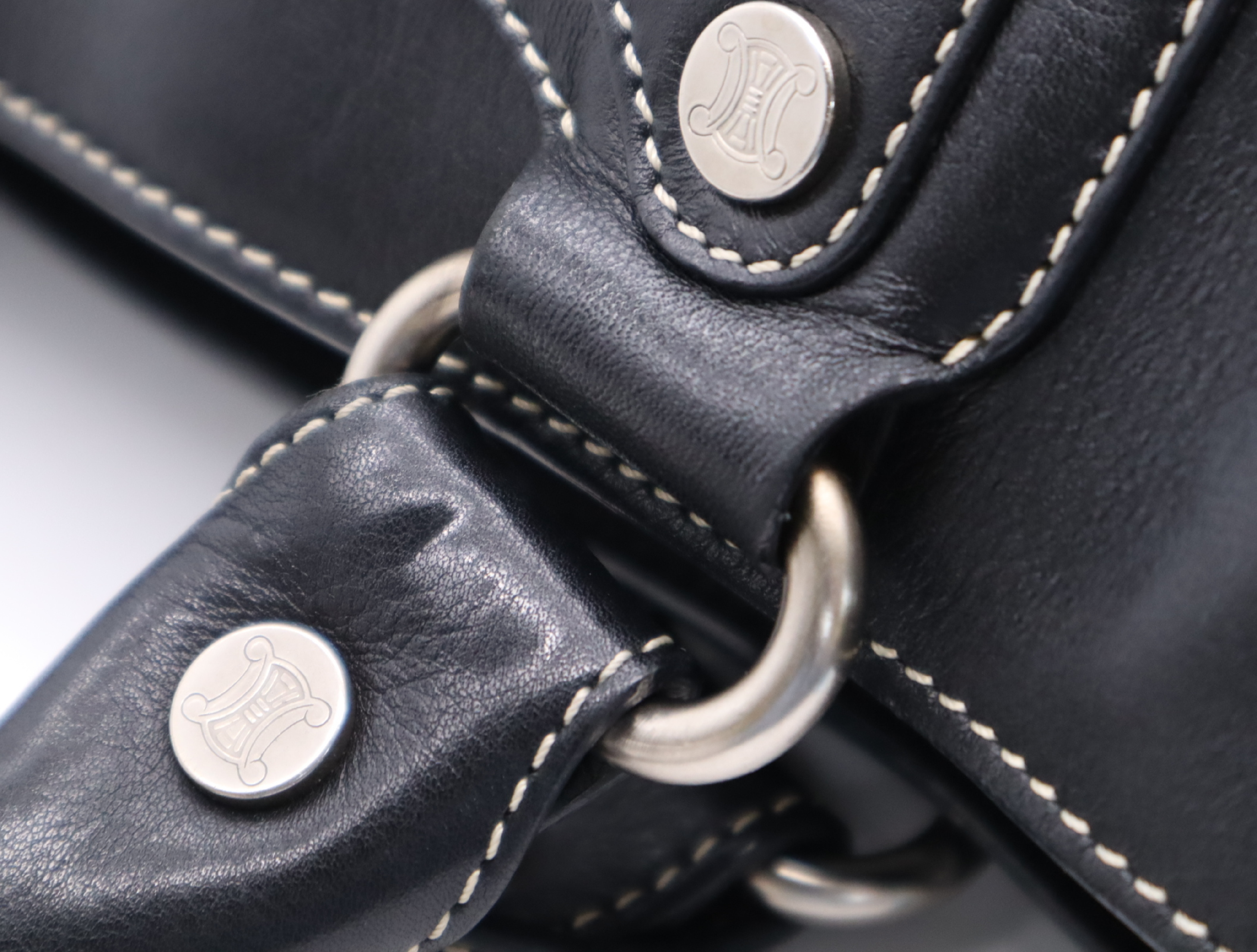 Leather Boogie Bag, Black, Silver Hardware, Handbag — view 10