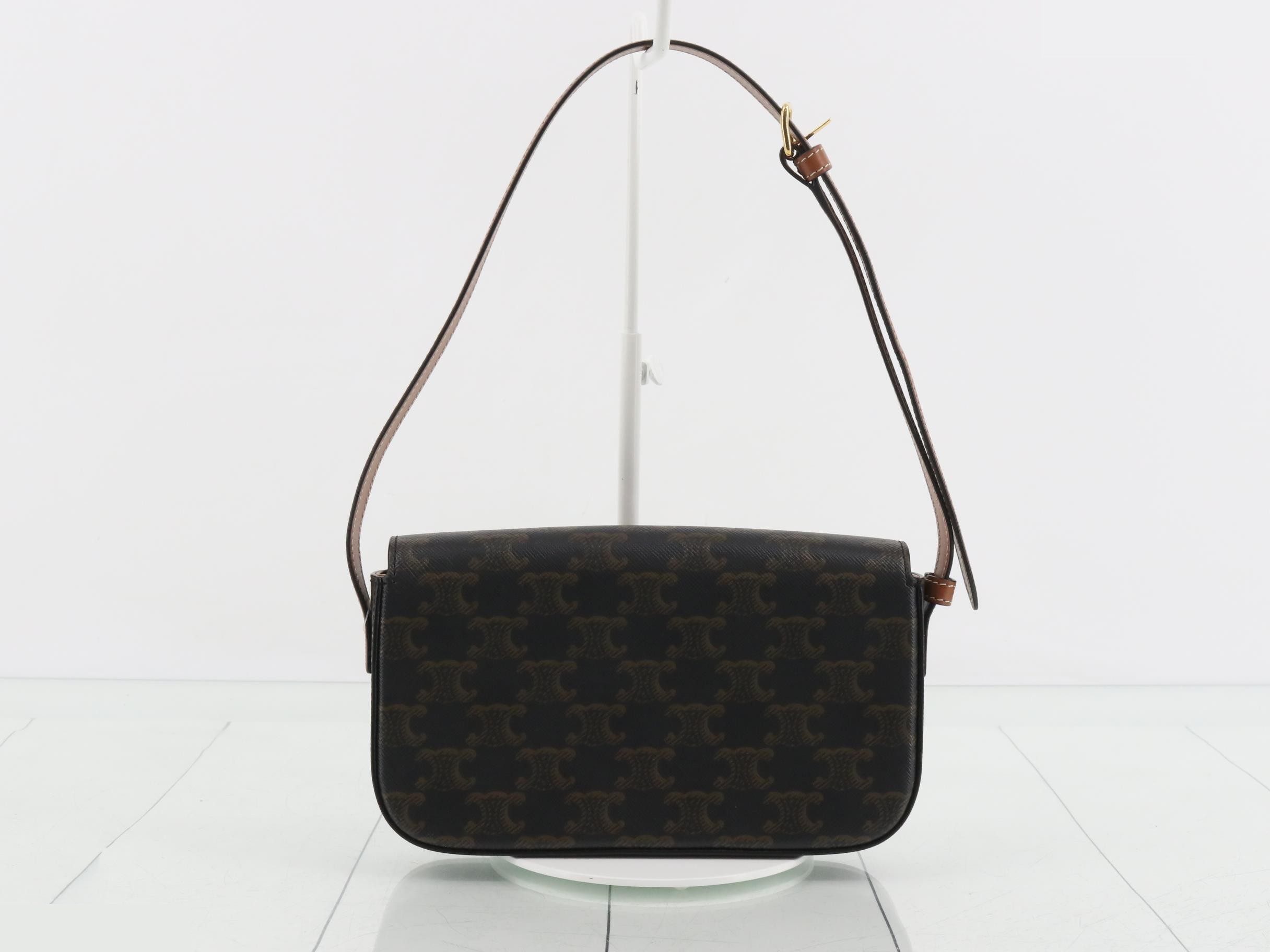 Claude One-Shoulder Bag, Leather, Brown, Triomphe — view 2
