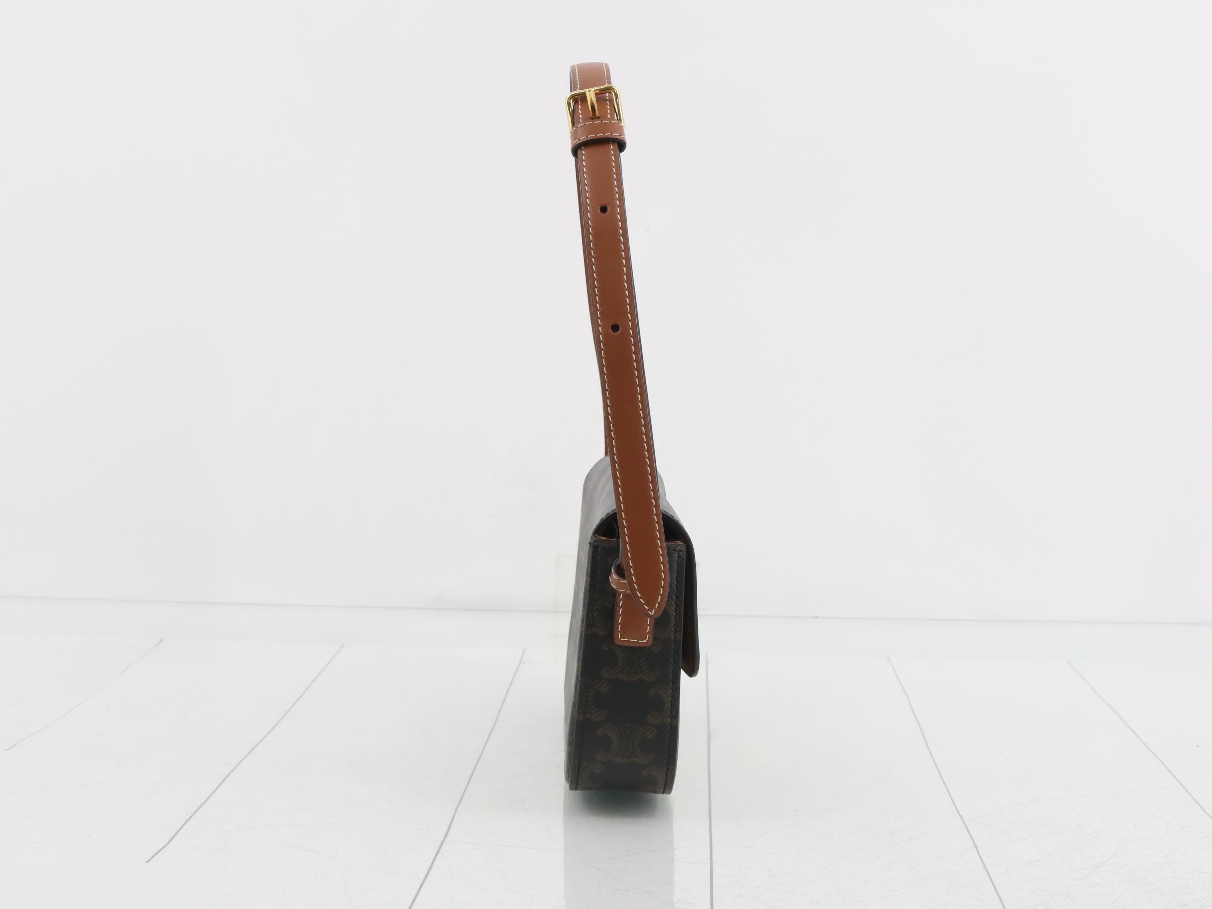 Claude One-Shoulder Bag, Leather, Brown, Triomphe — view 4