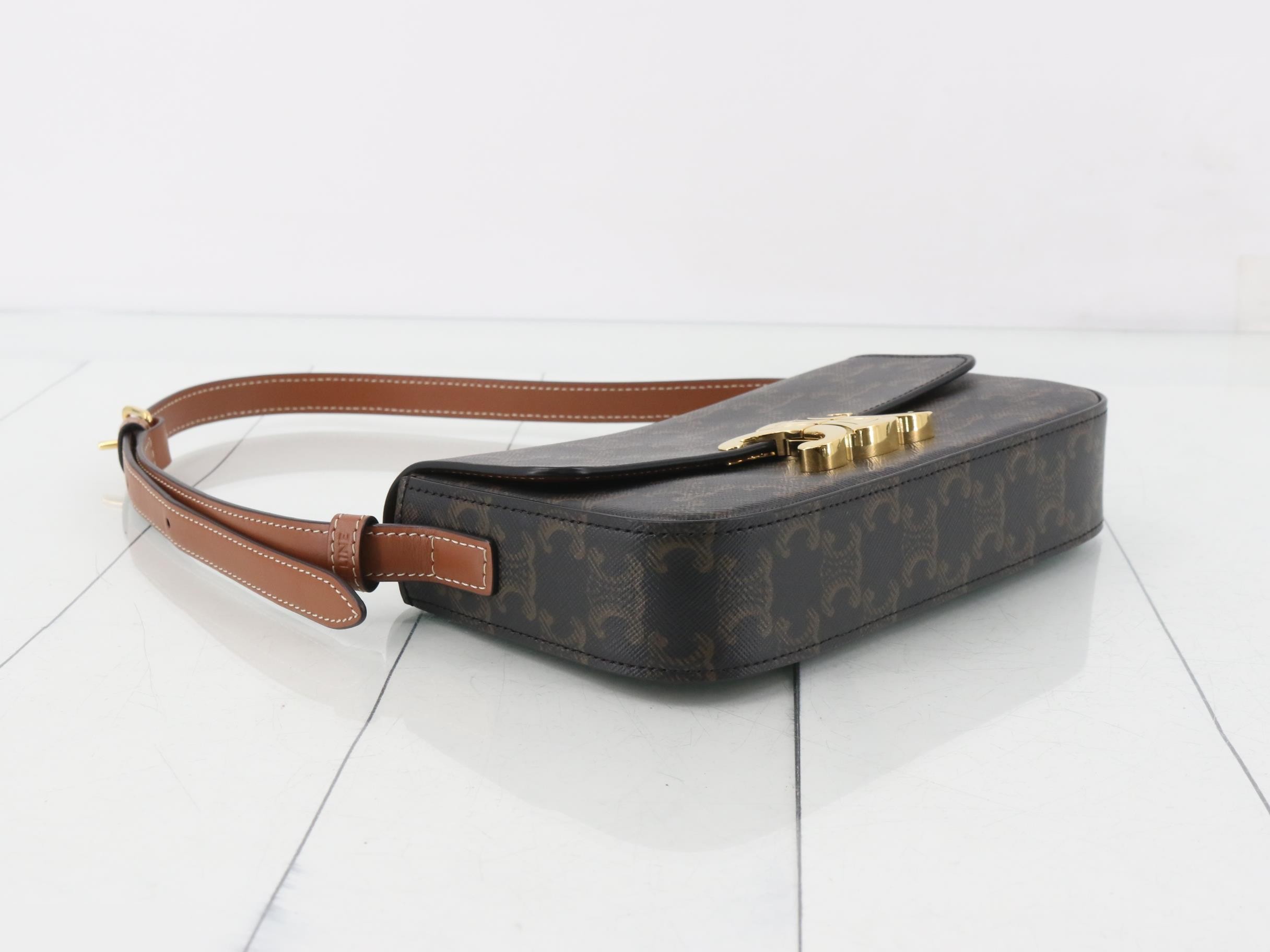 Claude One-Shoulder Bag, Leather, Brown, Triomphe — view 5