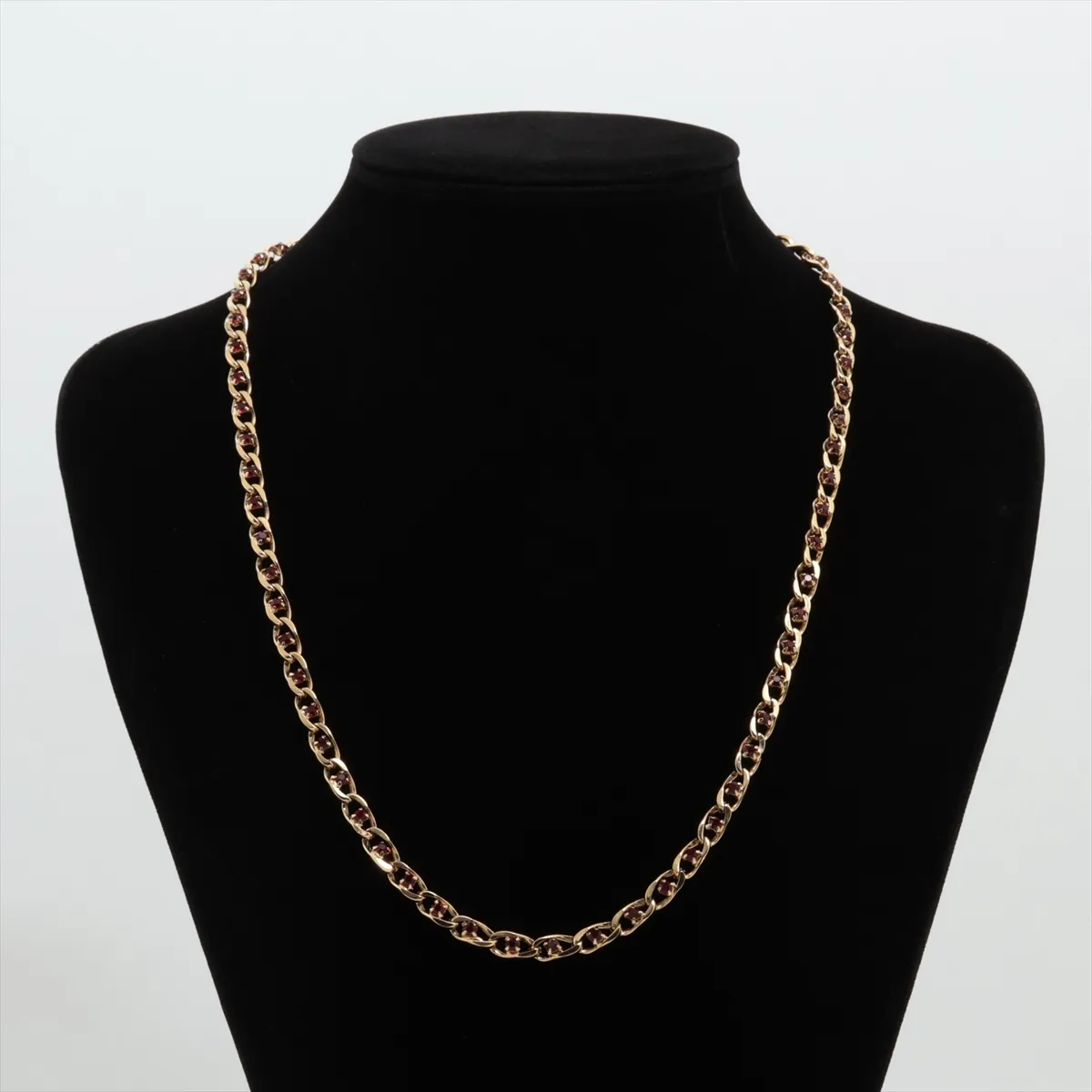 necklace, gold plated with rhinestones. Shows signs of wear, — view 6
