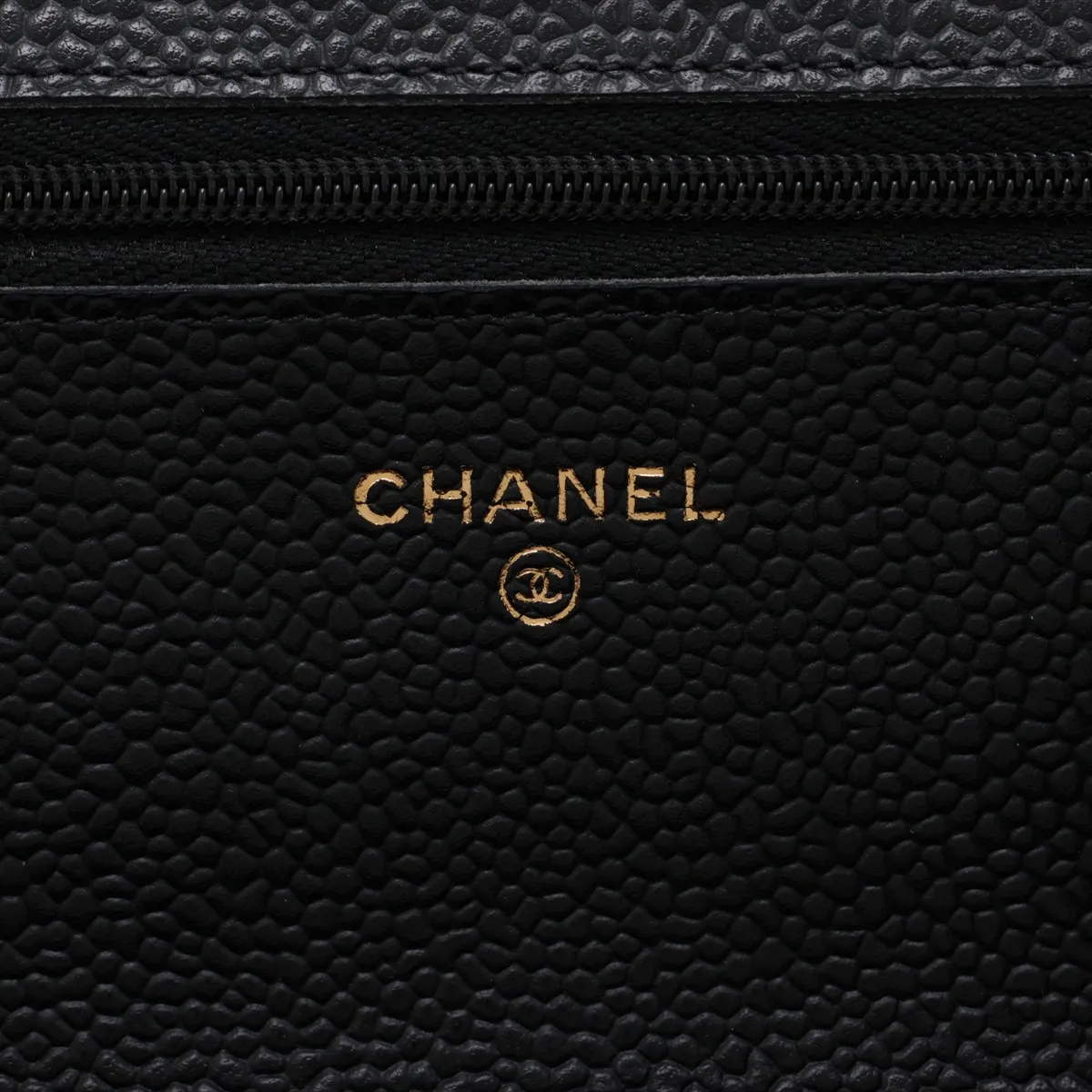 Matelassé Caviar Skin Chain Wallet, Black with Gold Hardware, 30782503 (Serial Number in the 30s) — view 10